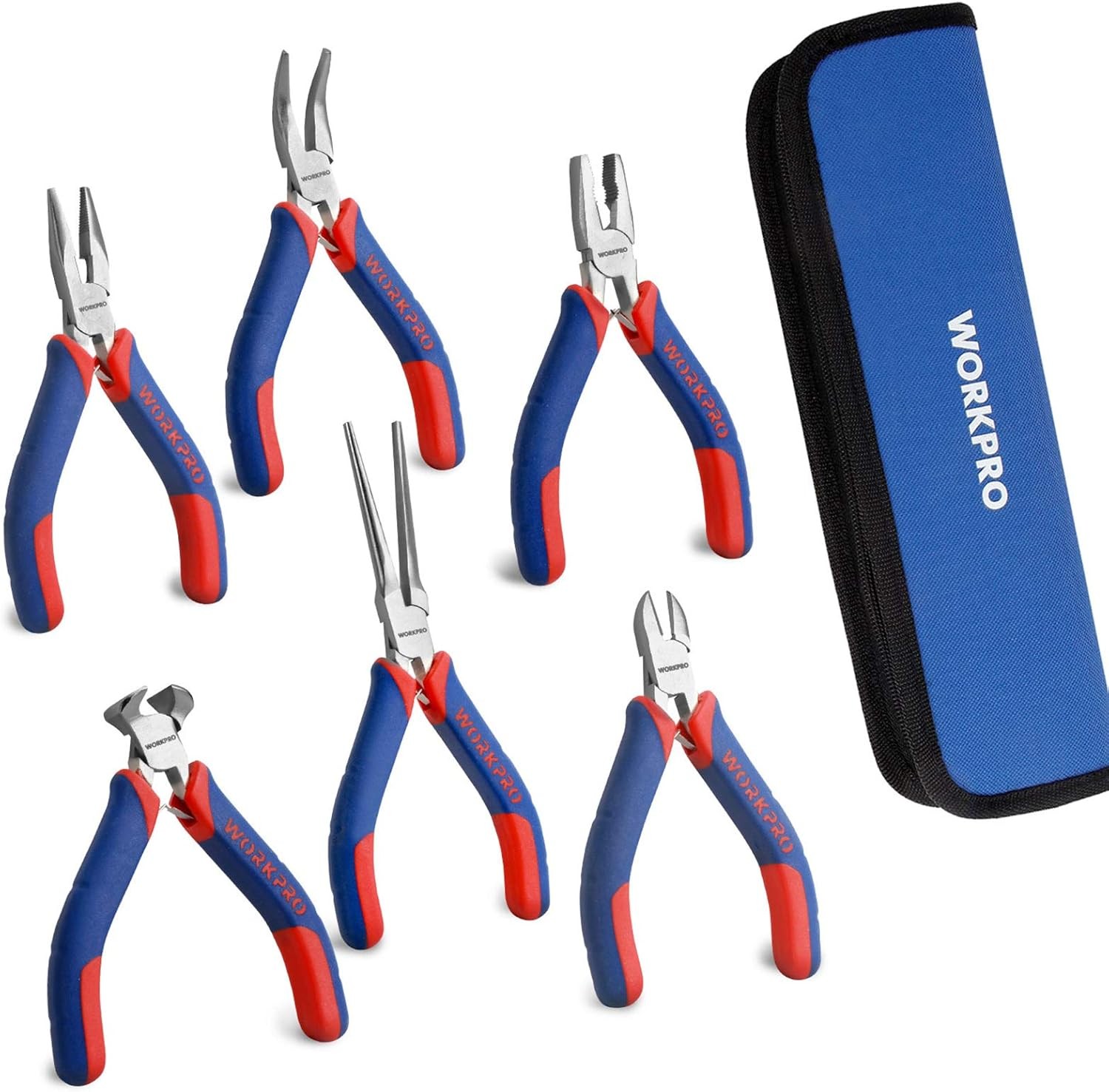 6-piece Mini Pliers Set - Needle Nose, Diagonal, Long Nose, Bent Nose, End Cutti