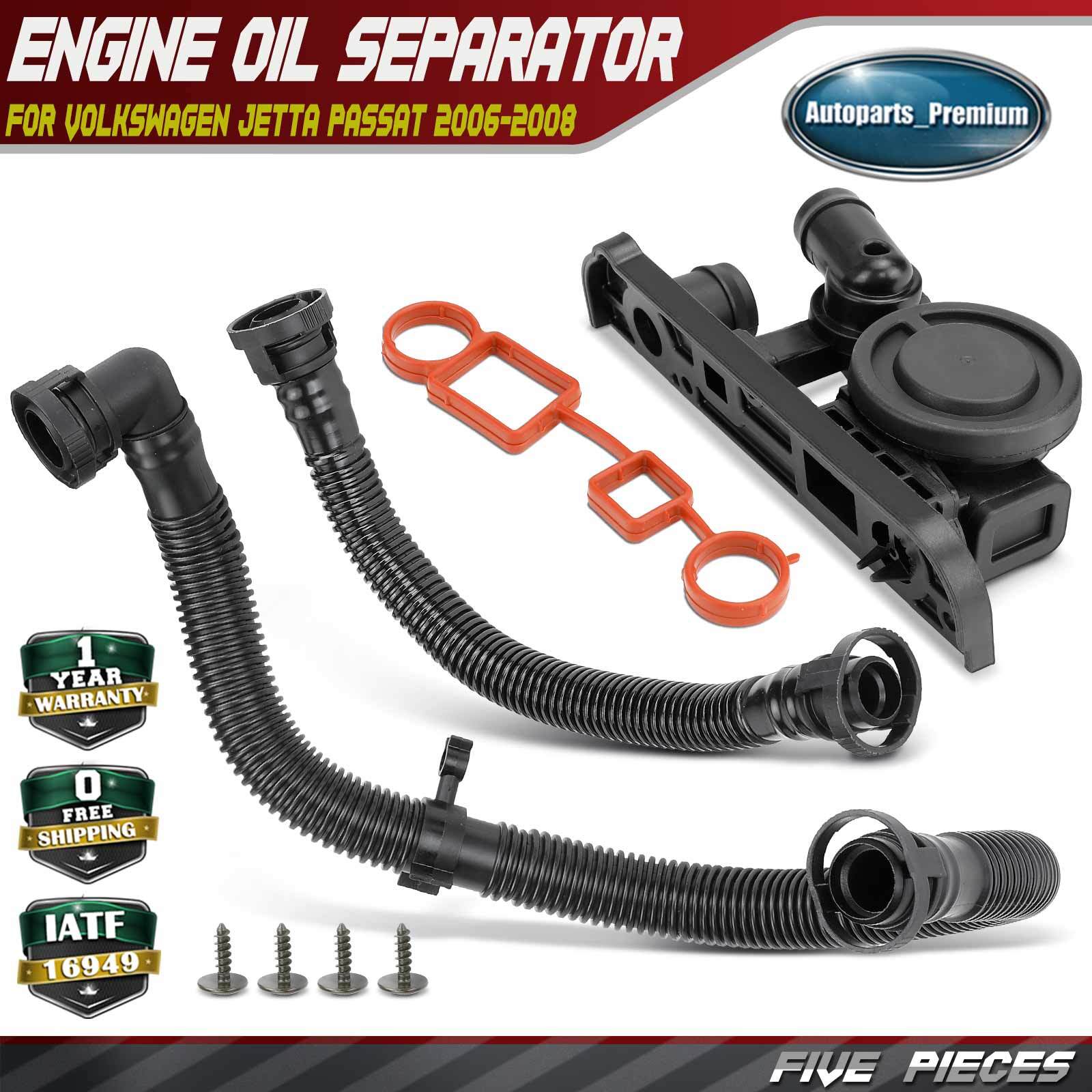 5Pcs PCV Crankcase Vent Valve Kit for Volkswagen Jetta Passat 2006-2008 Eos GTI