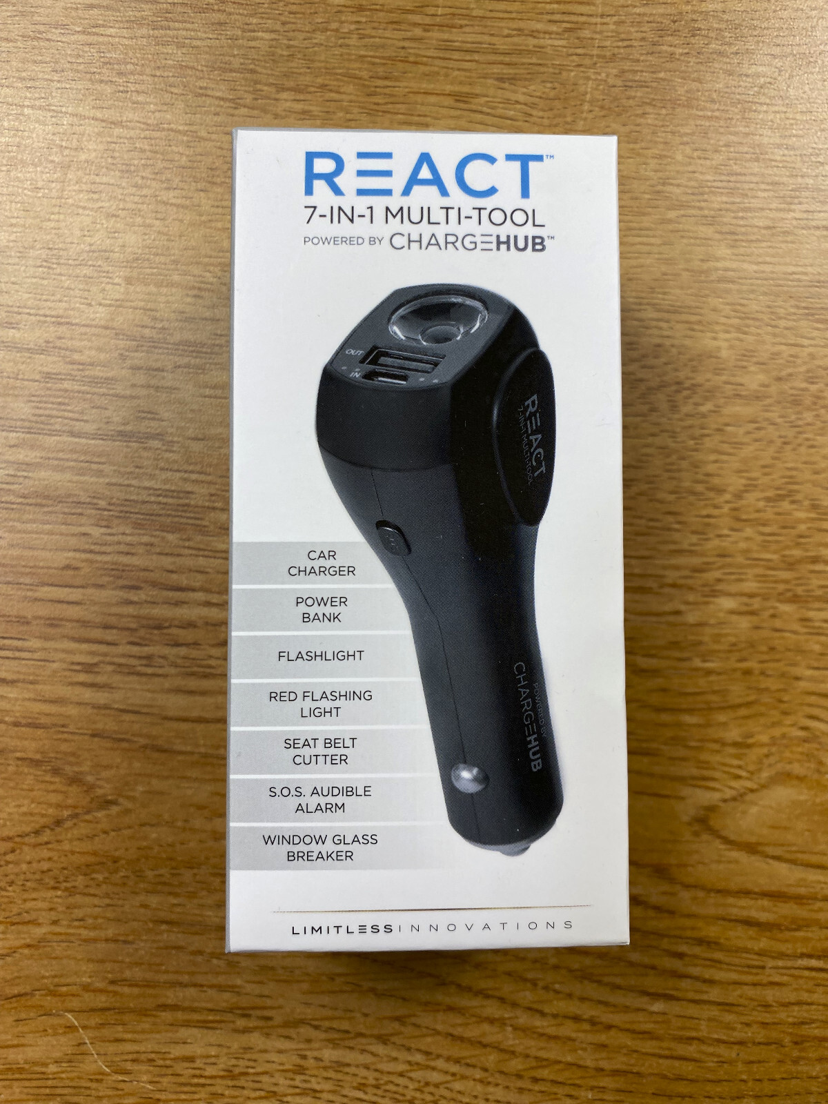 React 7-in-1 Vehicle Emergency Multi-Tool by ChargeHub with 2200mAh Power Ban...