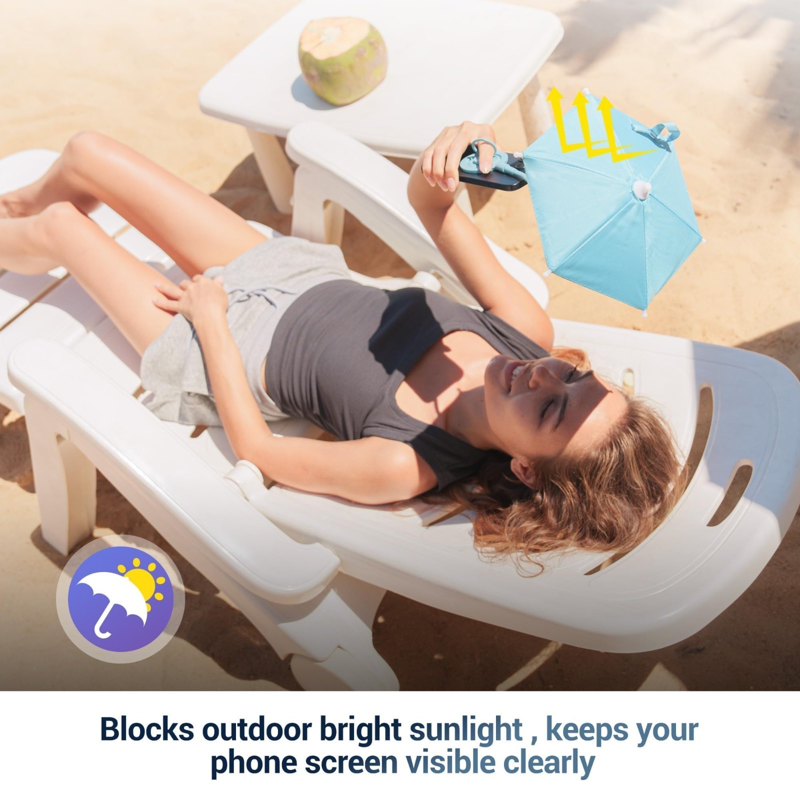 Magnetic Phone Umbrella Sun Shade Shield - Flexible Angle & Rotatable Ring, Blue