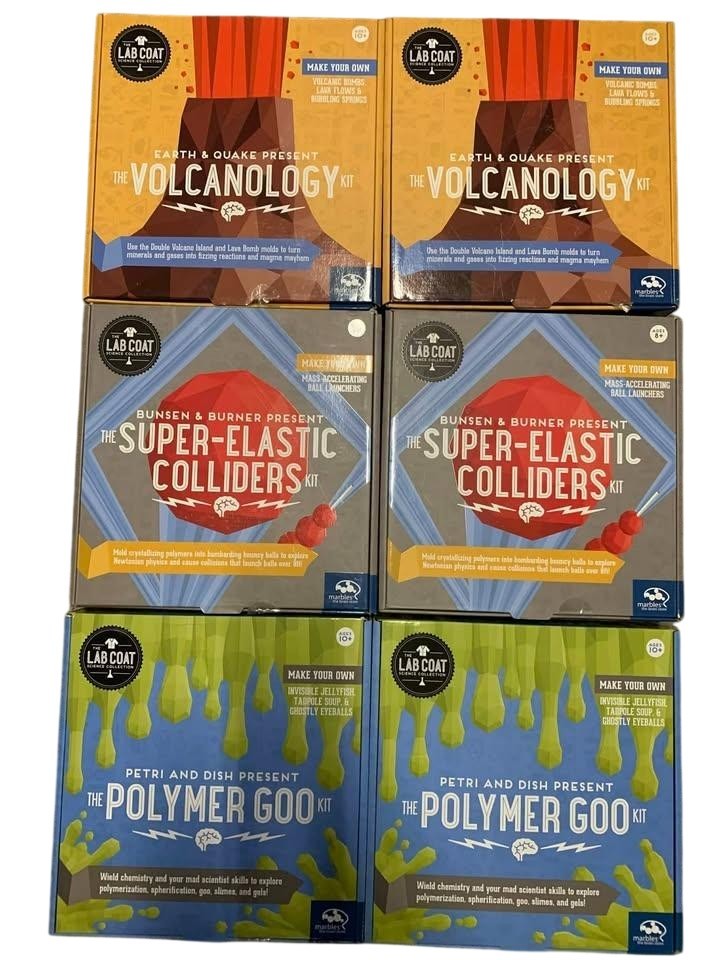 Lab Coat Science Kits Lot 6 Volcanology Polymer Goo Colliders Marbles The Brain