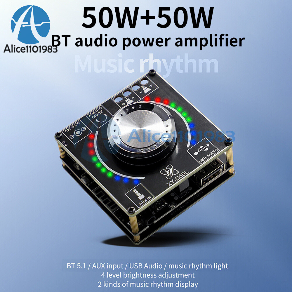 D50L Bluetooth 5.1 Stereo Audio Power Amplifier Board Rhythm Light APP Control