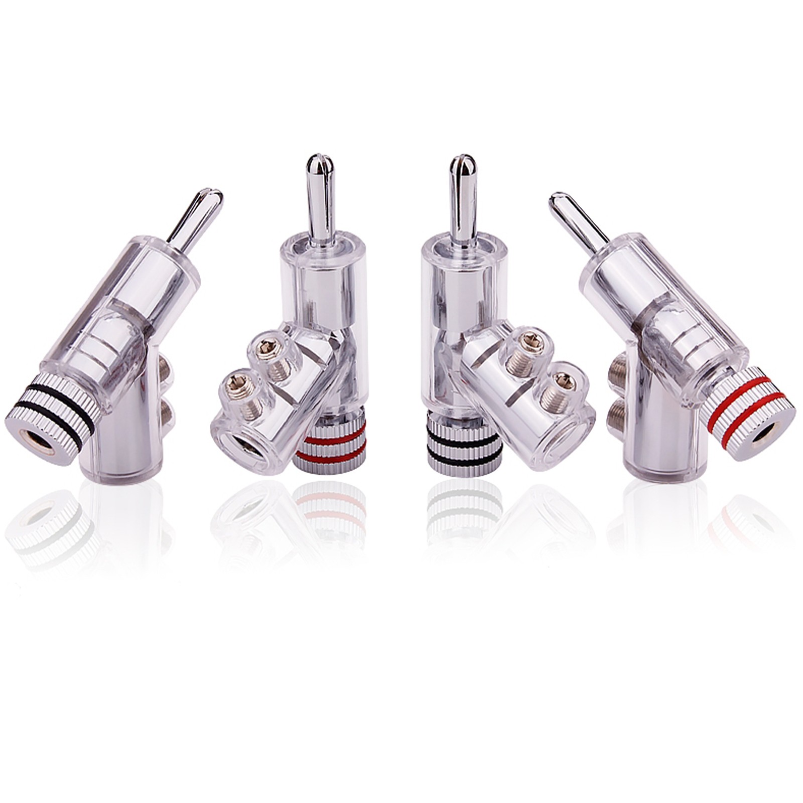 4Pcs Hi-End Rhodium Gold Plated Screw Lock Speaker Cable Banana Plug Connector G