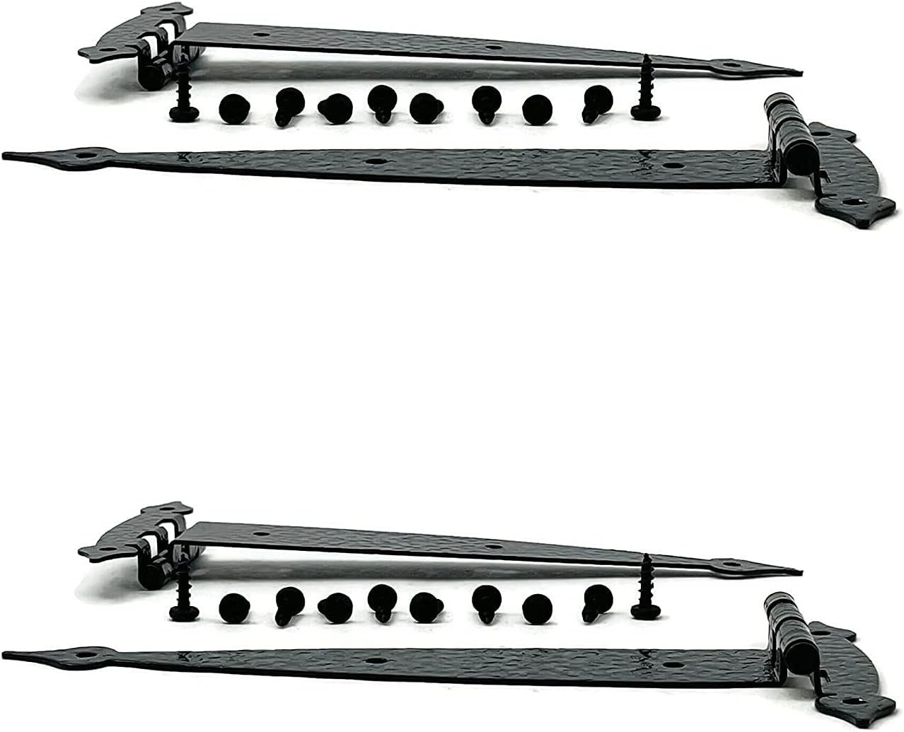Black Colonial Flush Surface Mount Strap Hinge With Black Screws