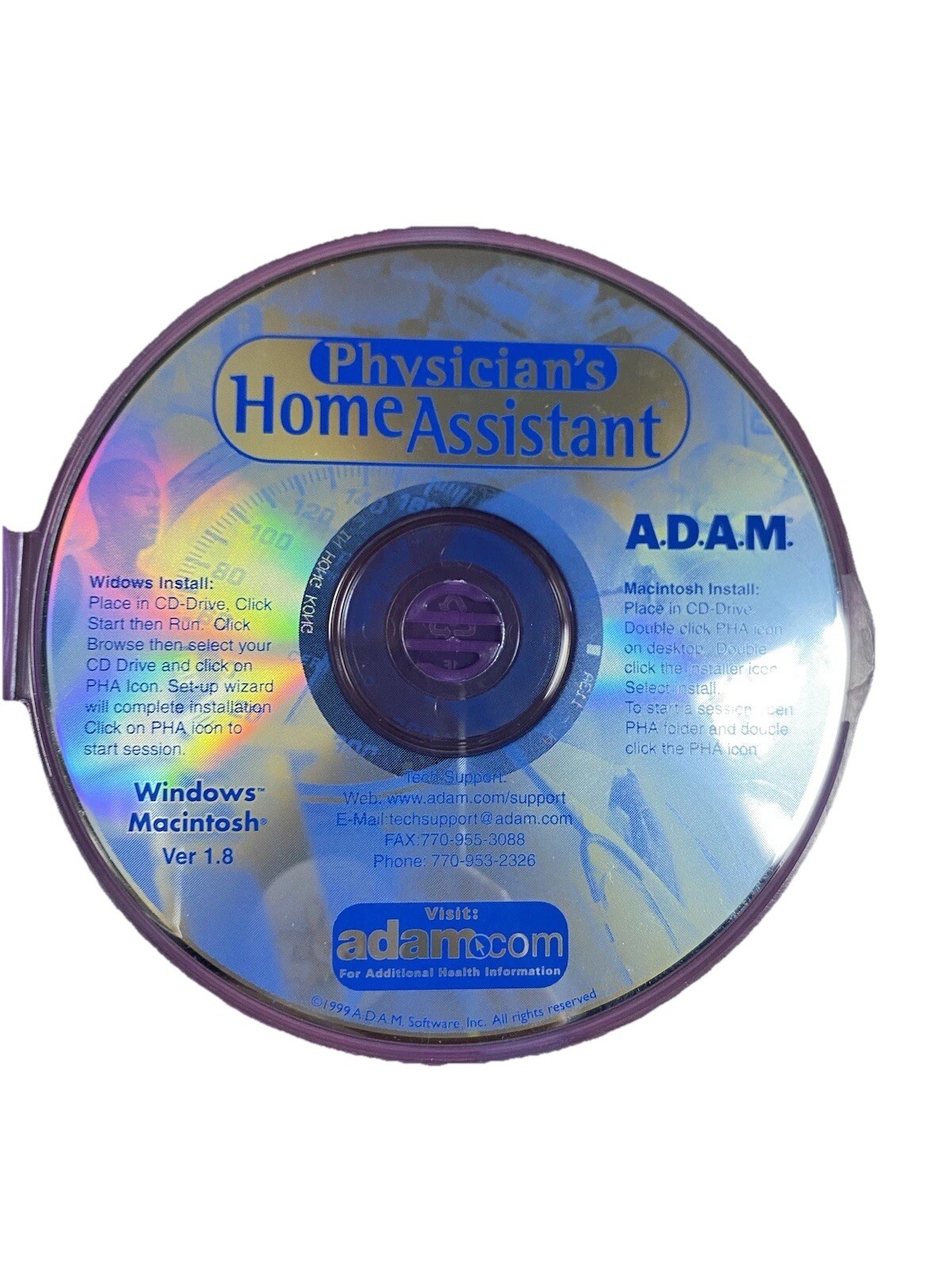 Physician’s Home Assistant CD-ROM V1.8 Windows 95/98 & Macintosh Software