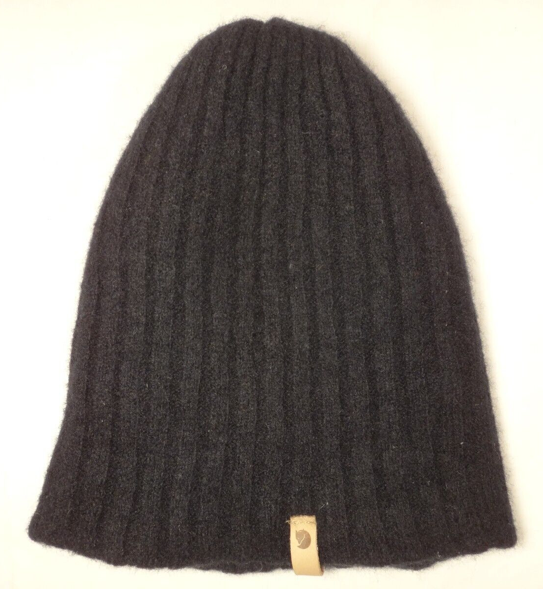 Fjallraven Byron Thin Black Wool Cuffed Beanie Hat Cap Ribbed Unisex Kid *Shrunk