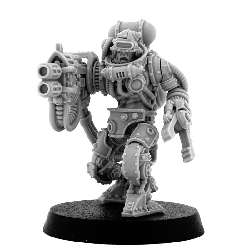 Wargame Exclusive Mechanic Adept Battle Servitor with Heavy Melting Gun HM 28mm
