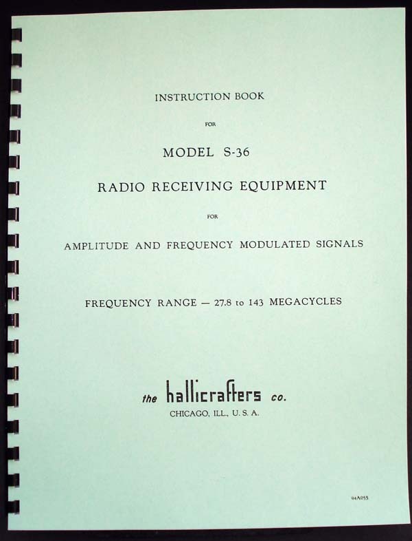 Hallicrafters S-36 S36 Ultra High Frequency Receiver Manual