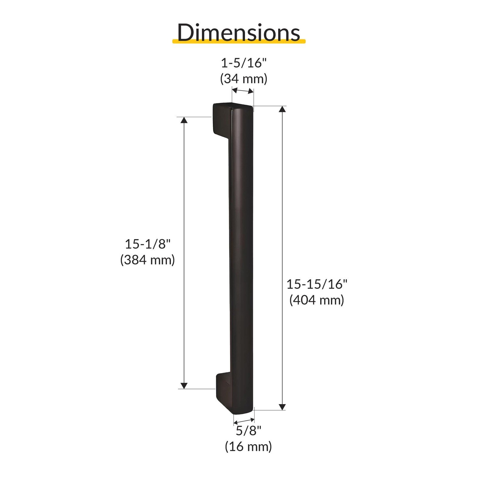 Door Pull, Oil Rubbed Bronze, Single Concealed Mount CTC: 384 mm