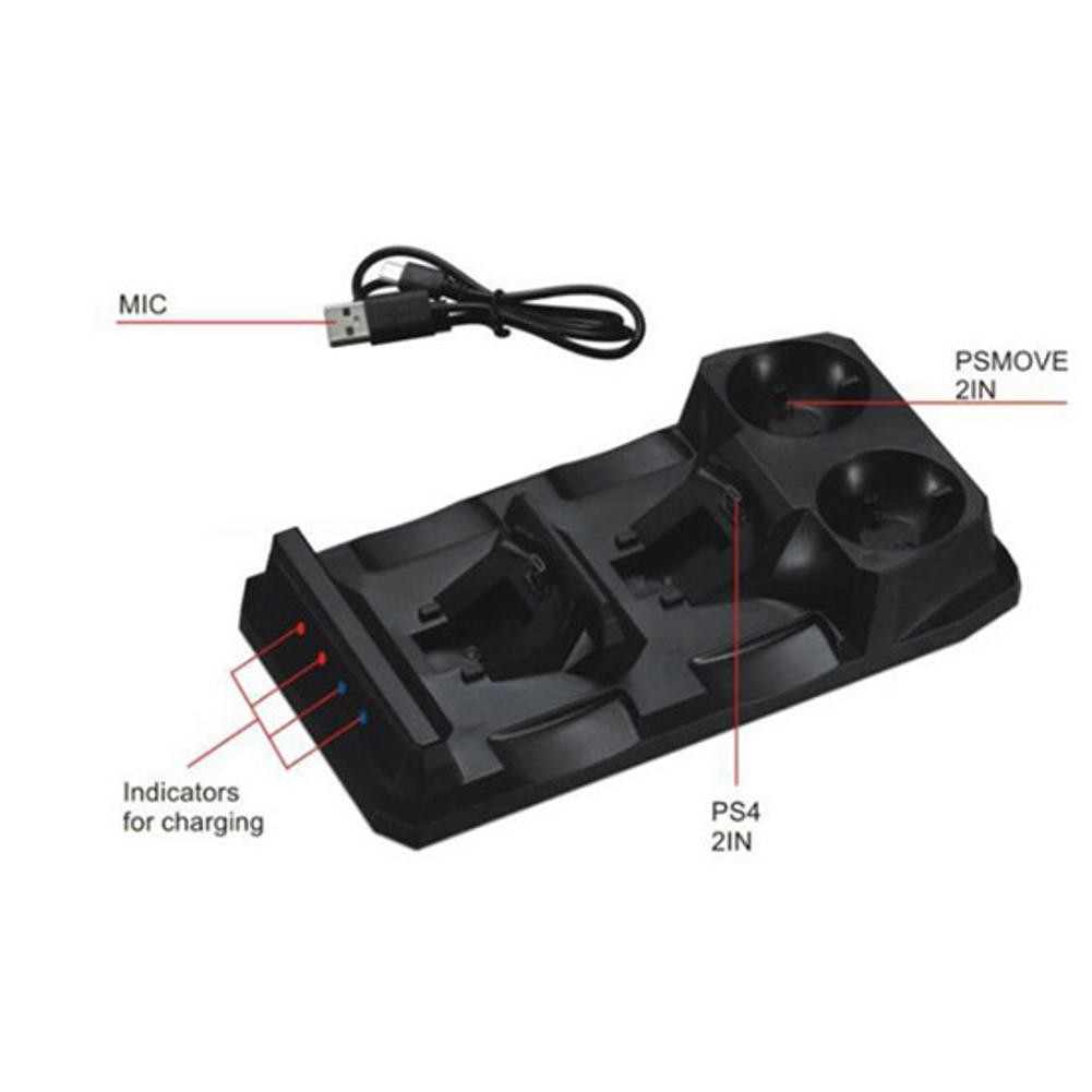 4 In 1 Controller Charger Dock Station For Playstation 4 PS4 PSVR VR Move E