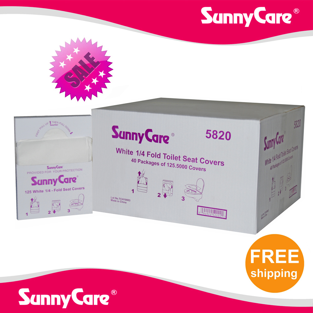 #5820 SunnyCare 5000/Cs 1/4 Fold Paper Toilet Seat Cover 125/Pk;40Pks
