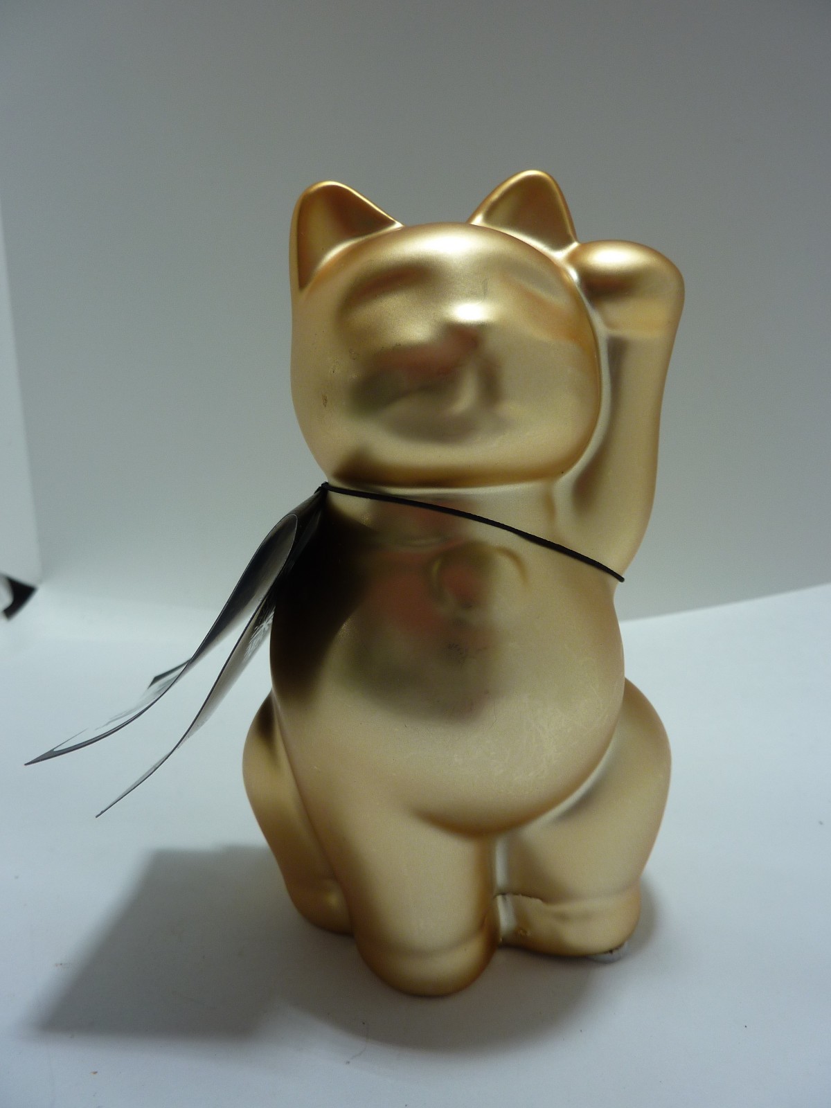 KONEKO Ceramic Lucky Cat Planter, GOLD Kitty  Incense Holder 4''