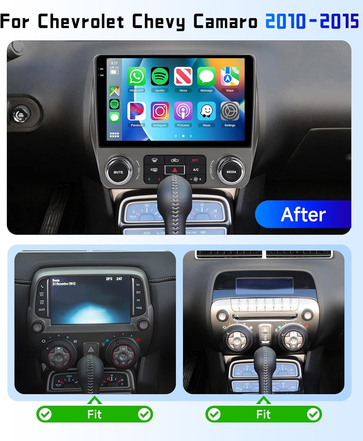 9'' For Chevrolet Camaro 2010-2015 Android 15 Apple Carplay Car Radio Stereo Cam