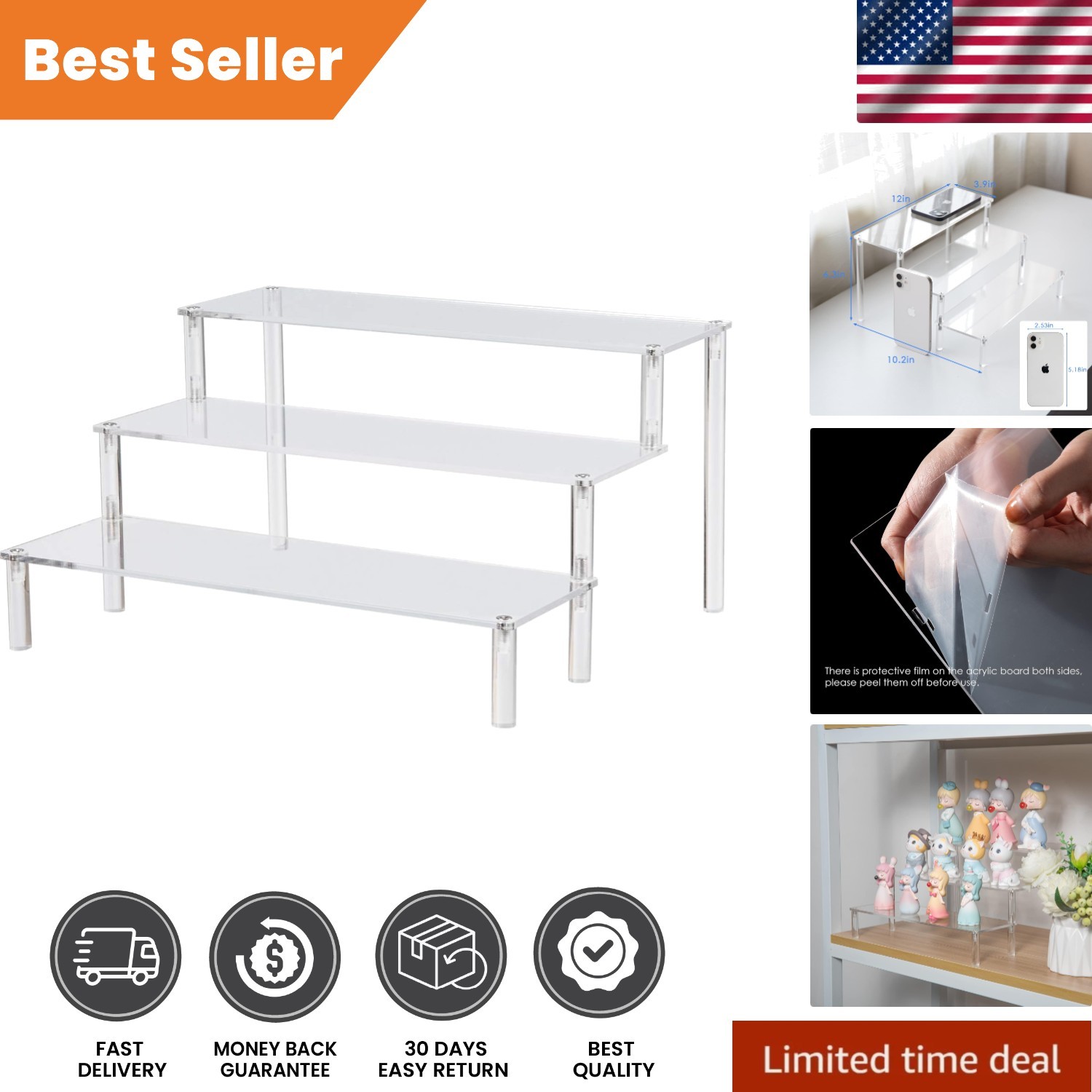 Versatile 3-Tier Acrylic Dessert Display Stand - Perfect for Parties & Homes