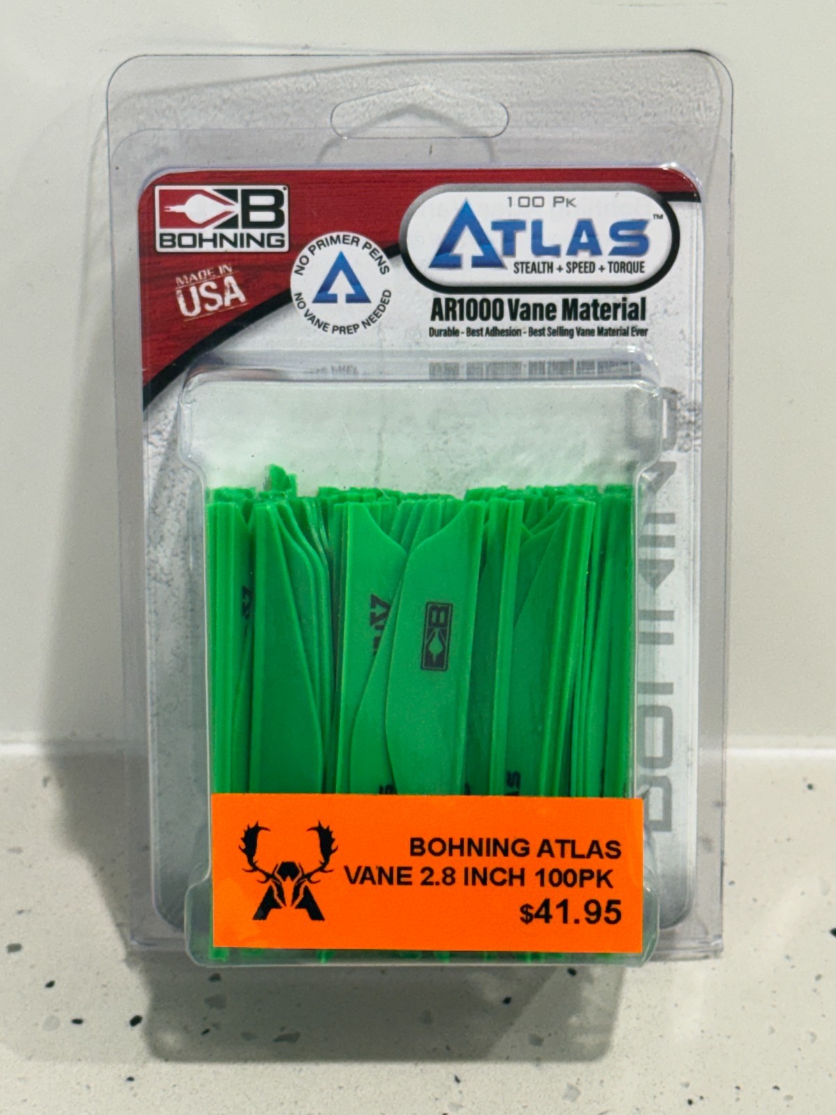 Bohning Atlas Vanes 100 pack 2.8 inch Green 5182 101072NG28 Brand New