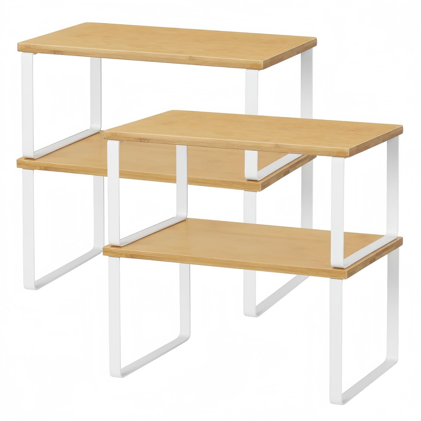 Kitchen Cabinet and Counter Shelf Organizer, Stackable & Expandable, Set of 4...
