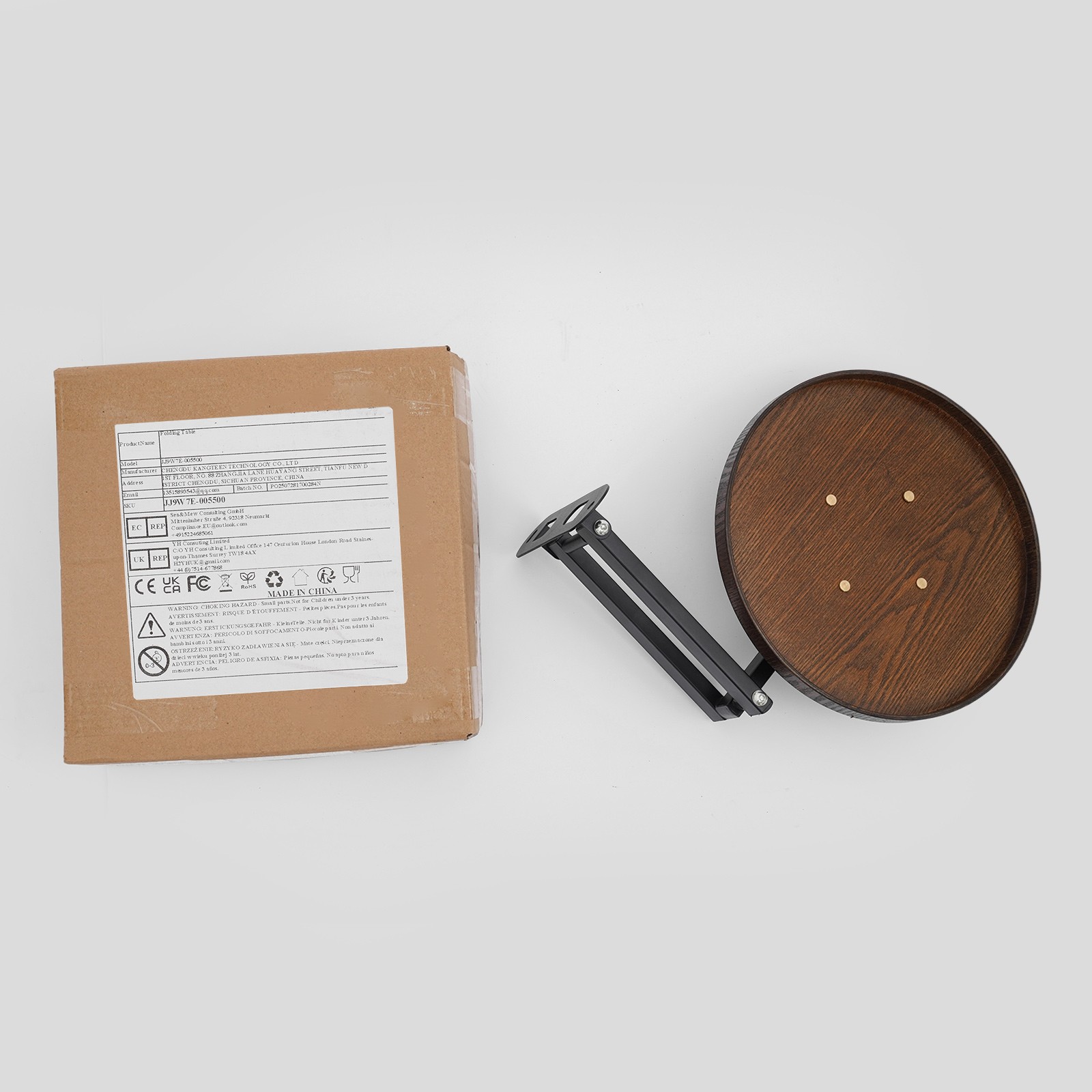 30cm(D) Round Wall Table, Foldable Reading Desk, Bedside Table, Wall-Mount Desk