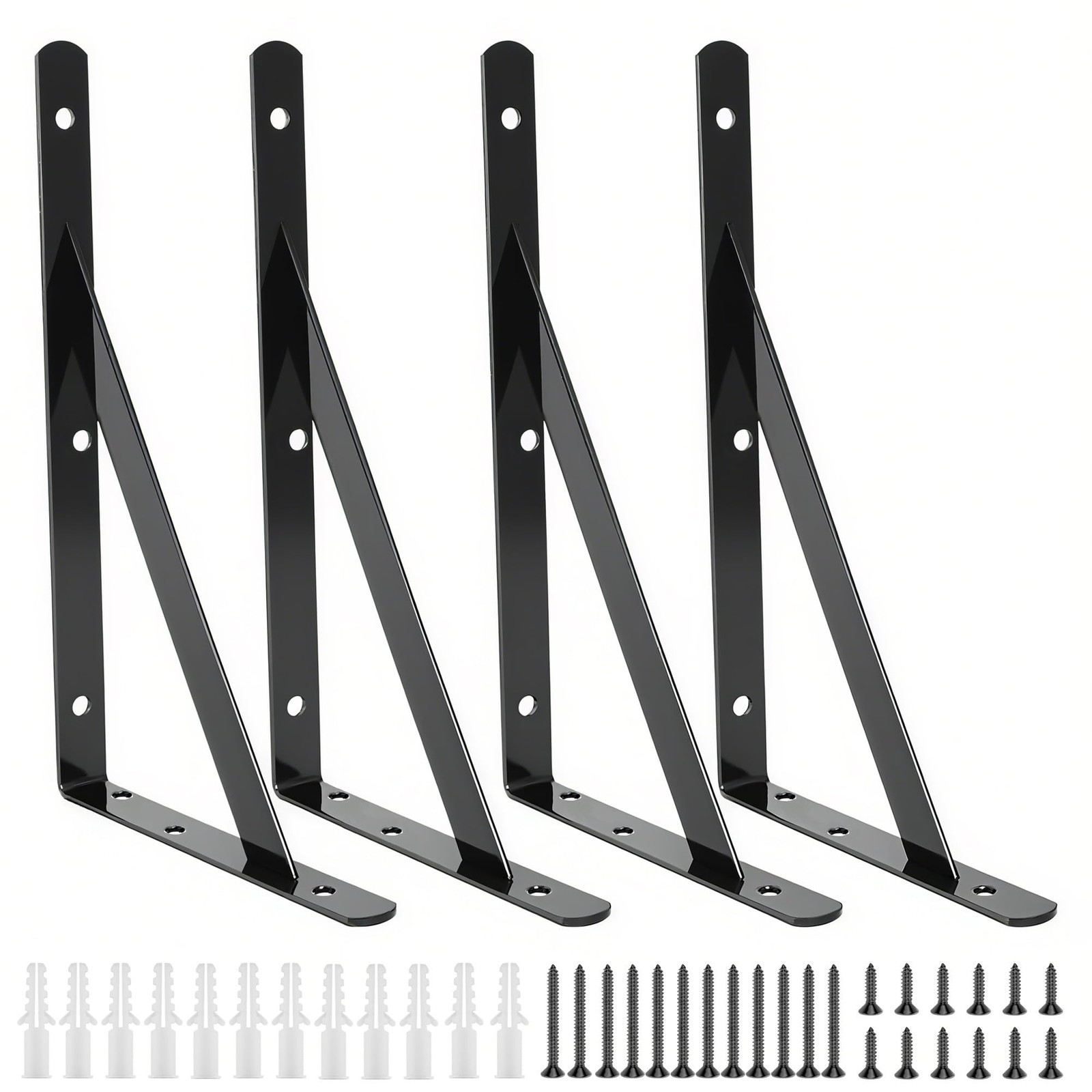4 Pack L16 x H 10" Heavy Duty Shelf Brackets with Screws Open Floating Shelvi...