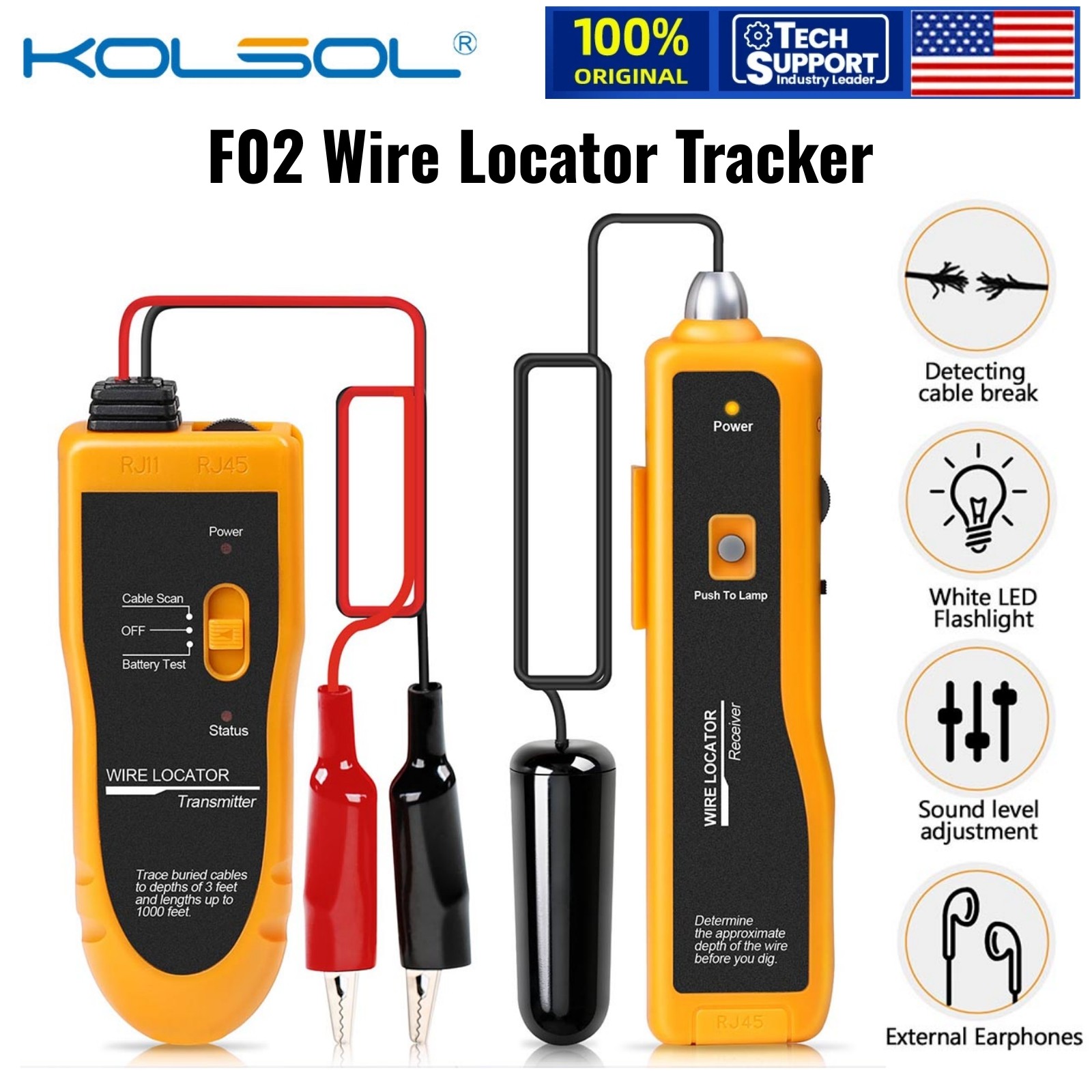 KOLSOL F02 Underground Buried Cable Locator Wire Tracer For Dog Fence Cable