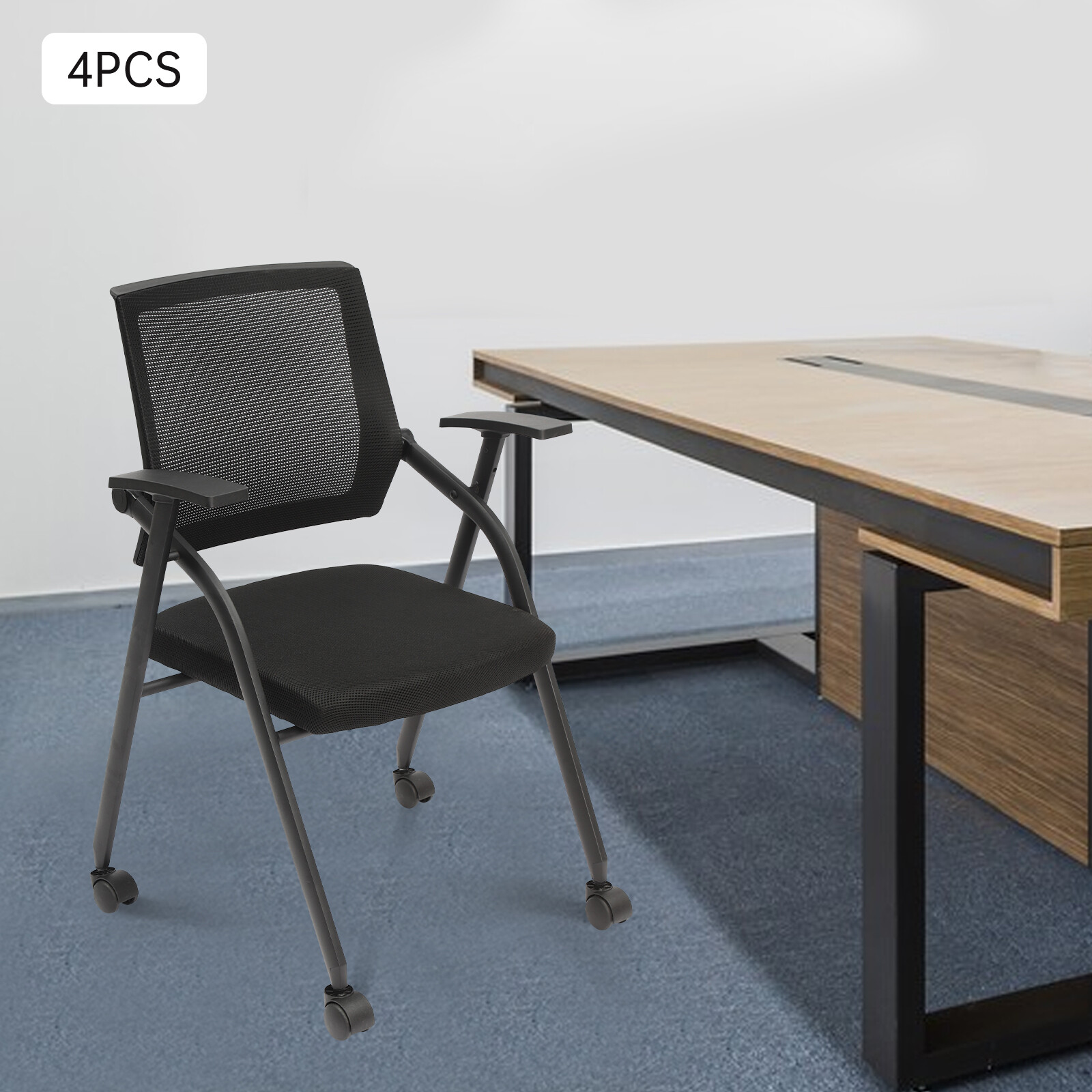 4-Pack Conference Waiting Room Chairs Ergonomic Guest Chairs w/Armrest Reception
