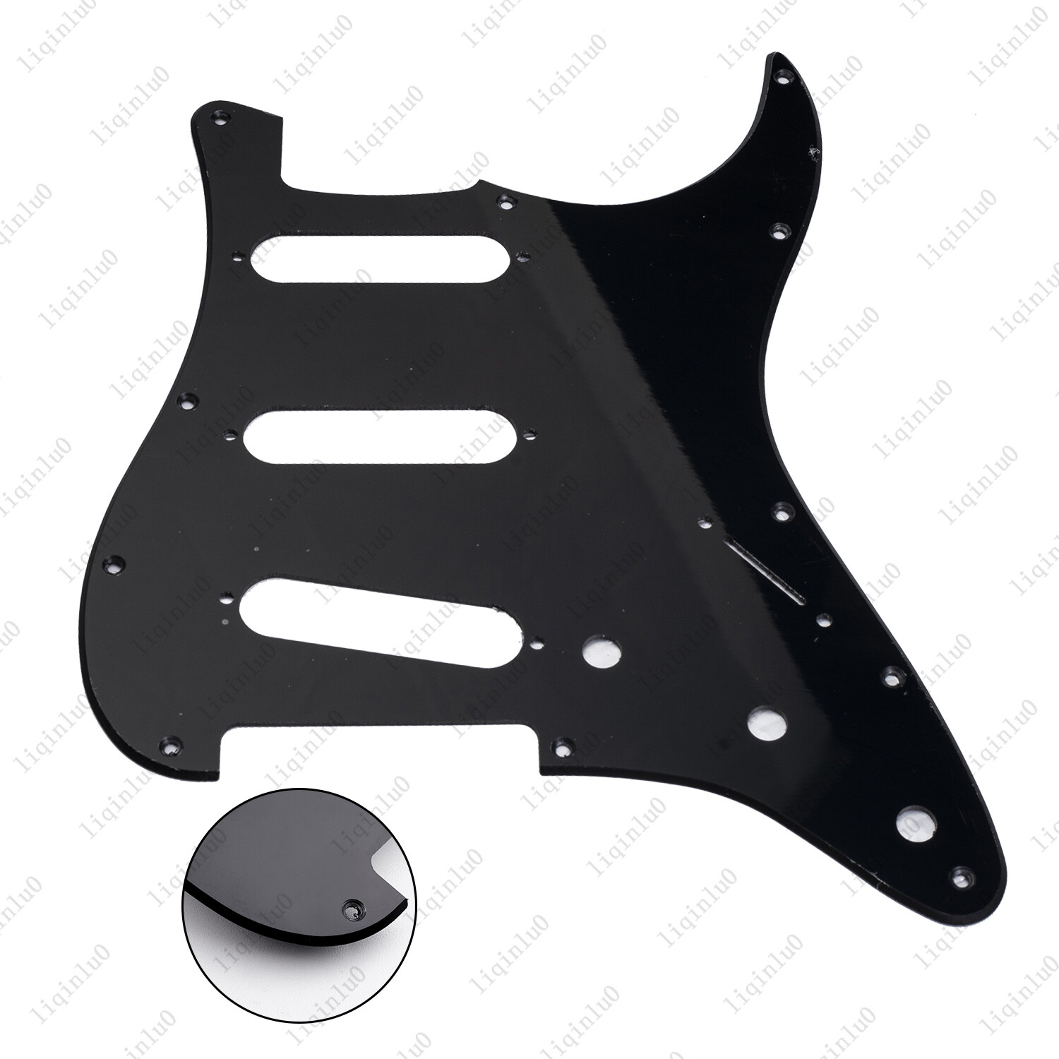 Prewired-Loaded SSS Pickguard Ceramic Pickups For Strat Glossy Black&Beige