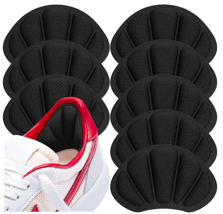 Shoe Heel Inserts, 8 Pcs Mesh Self-Adhesive Heel Cushion Pads for Back, Black