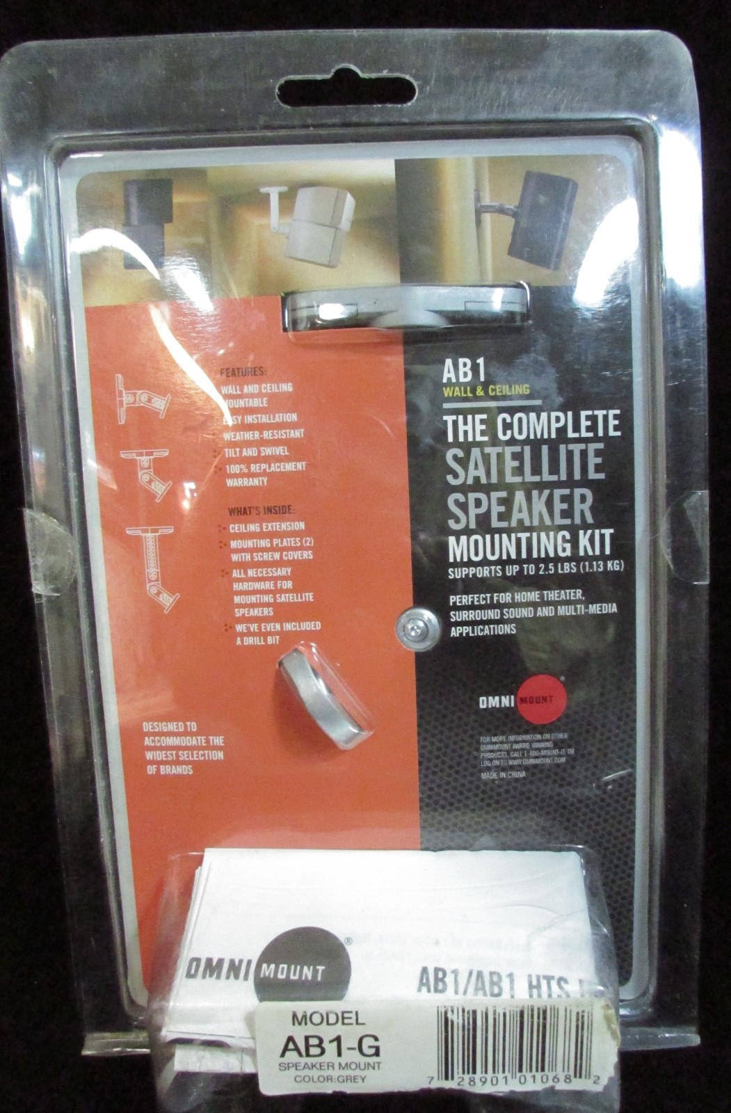 Omni Mount THE COMPLETE SATELLITE SPEAKER MOUNTING KIT ~ AB1 WALL & CEILING