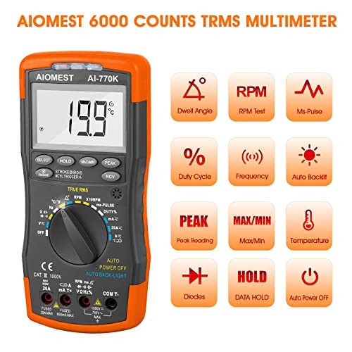 Automotive Multimeter Engine Analyzer, Digital DMM Meter AI Automotive DMM