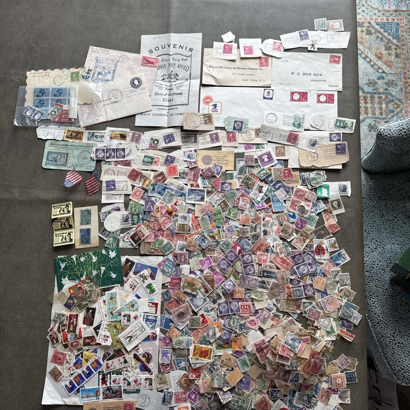 Huge Lot of Vintage Mid-Century U.S. & International Canceled Stamps