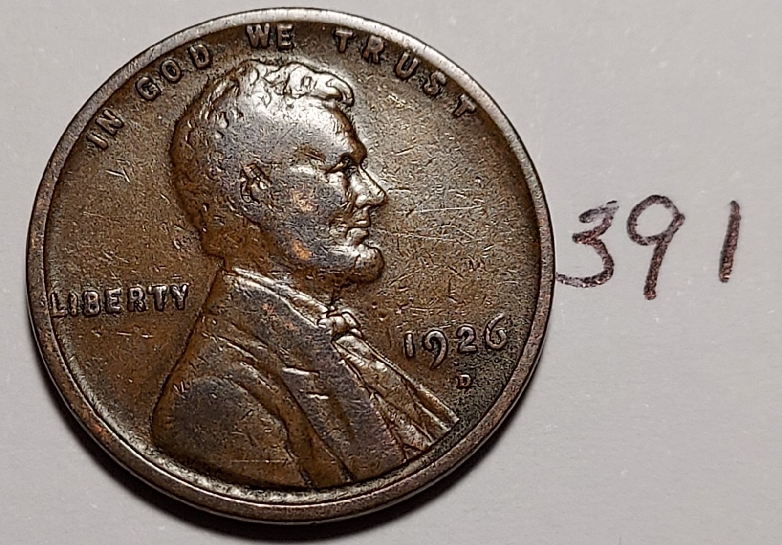 1926-D Lincoln Wheat Cent  FINE  #391
