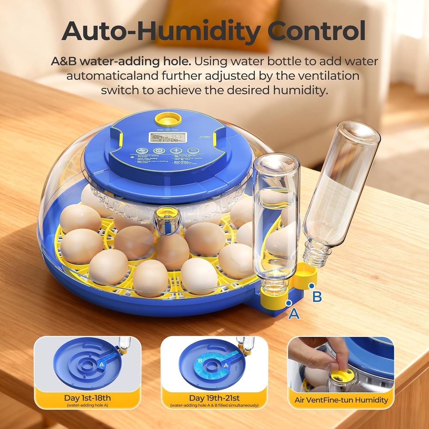 Incubators for Hatching Eggs w/Auto Egg Turning Humidity Temp Control 18 Eggs