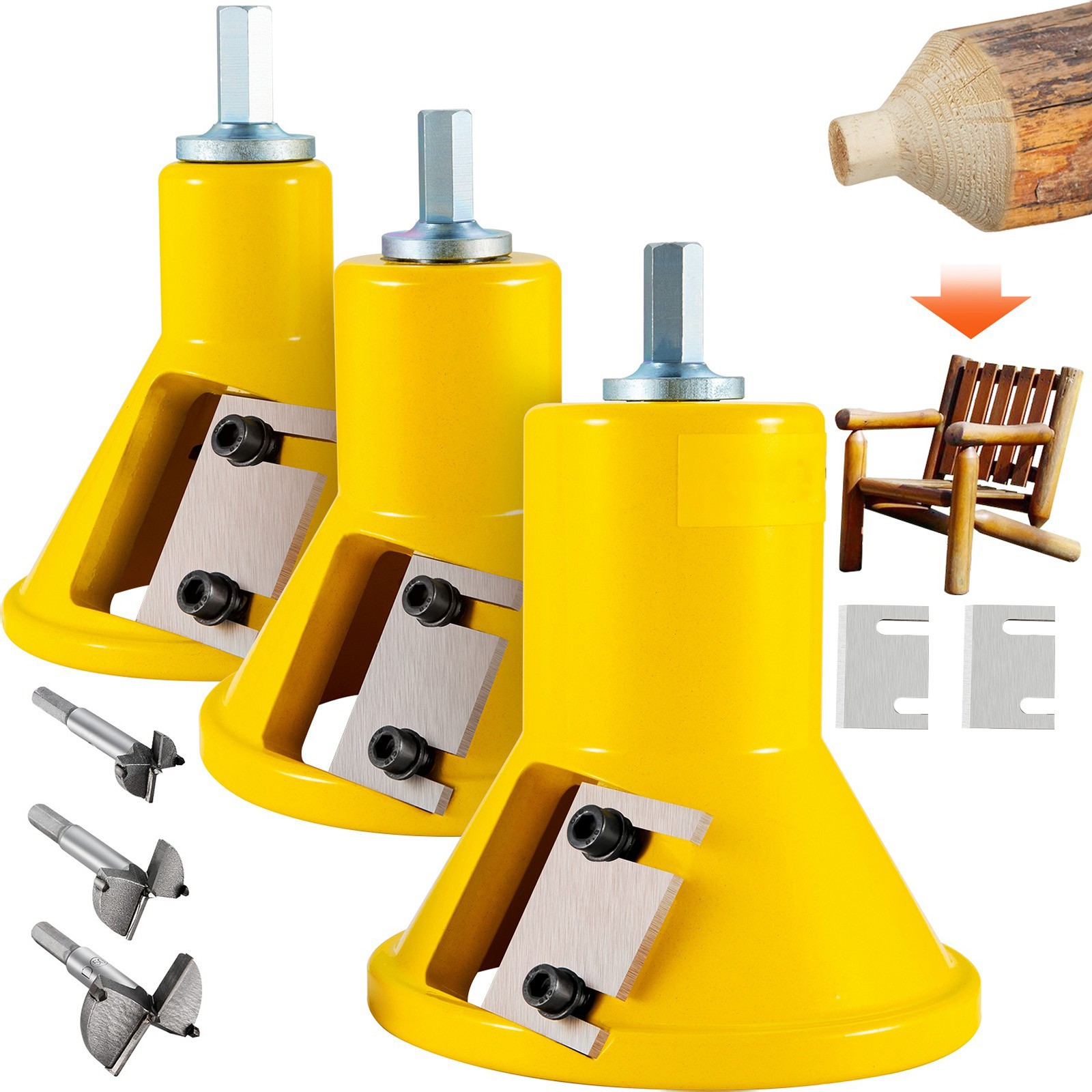Uimoso Log Furniture Tenon Cutter Kit 1", 1.5", 2" with Straight Blade for DIY