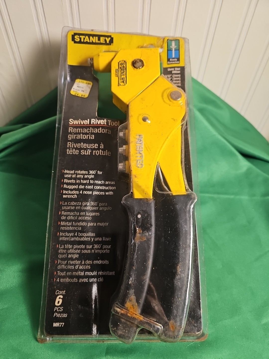 Stanley MR77 Swivel Head Riveter New In Package, Package Shows Some Damage.