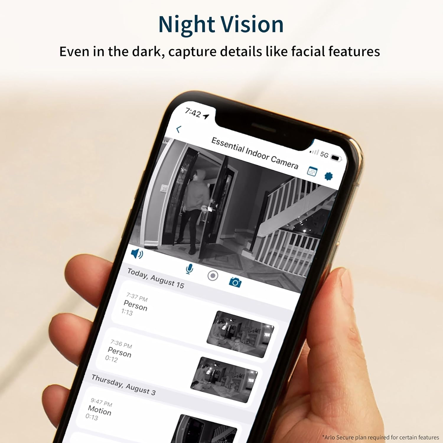 Essential Indoor 2K Security Camera 2nd Generation 1 Pack Home Security Wi-Fi