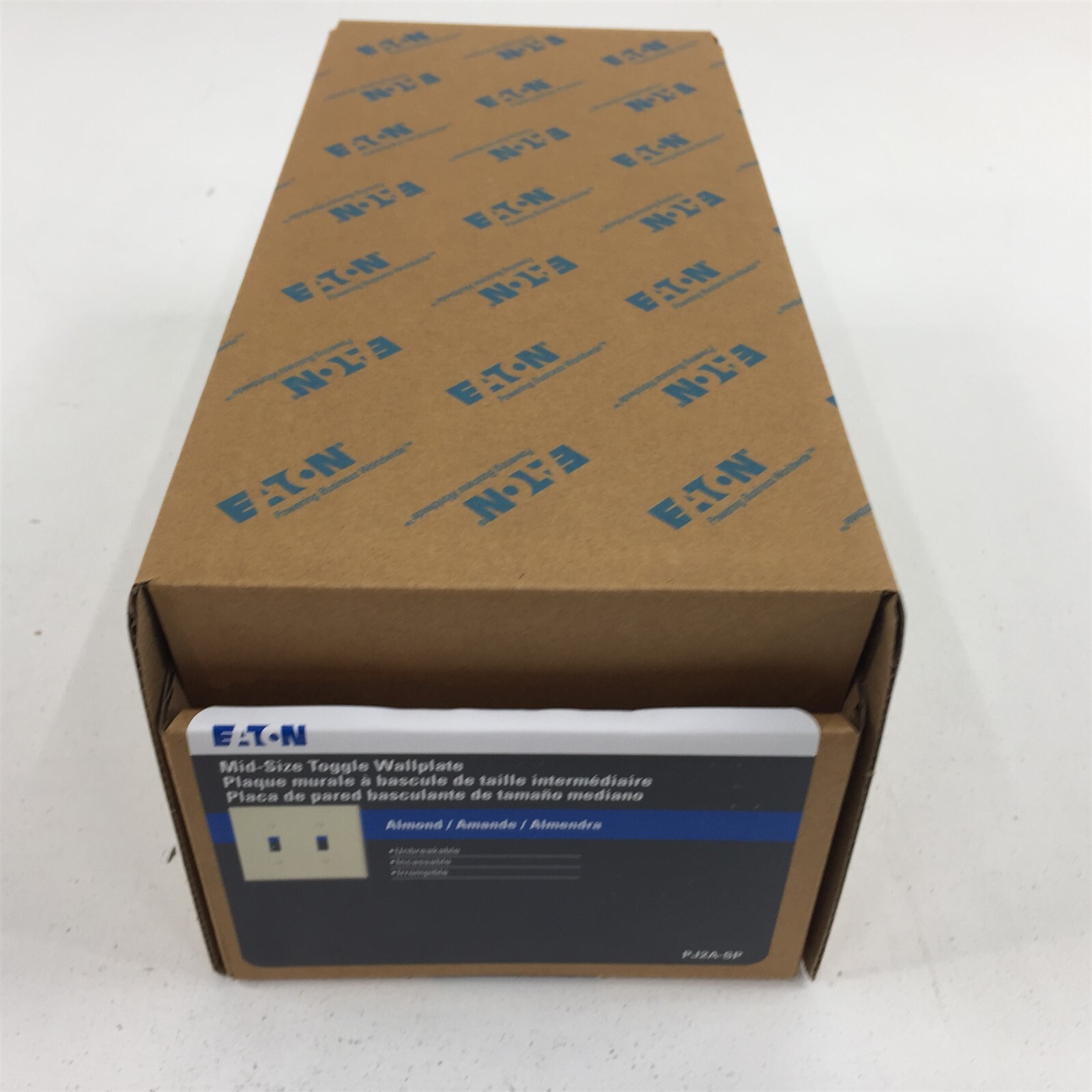 (40) Eaton PJ2A-SP-L Mid-Size Two Gang Toggle Wallplate Almond - 40 Pack