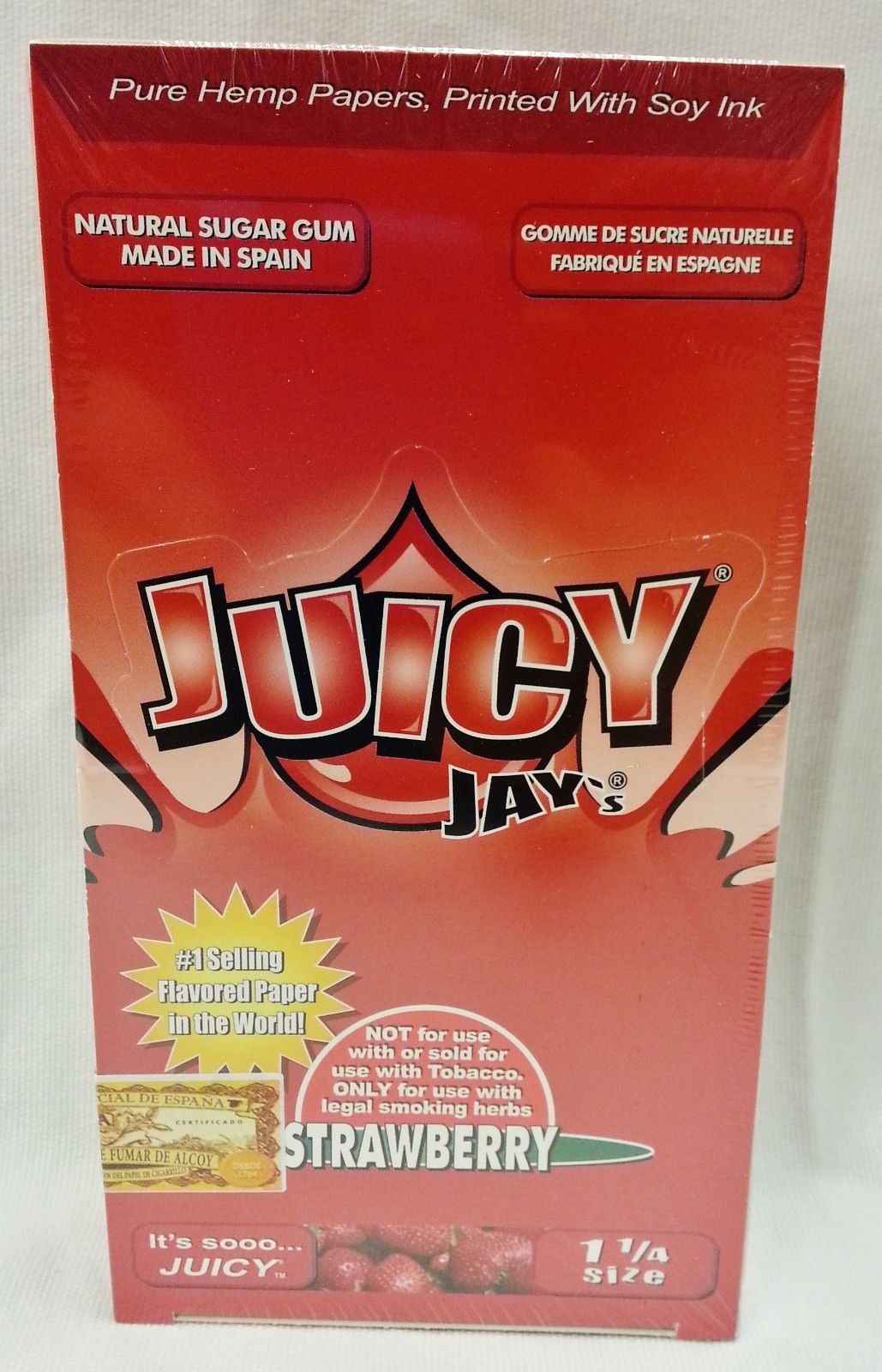 1 Box 24 Packs of Juicy Jay Strawberry 1 1/4 24 Per Pack With Free Shipping