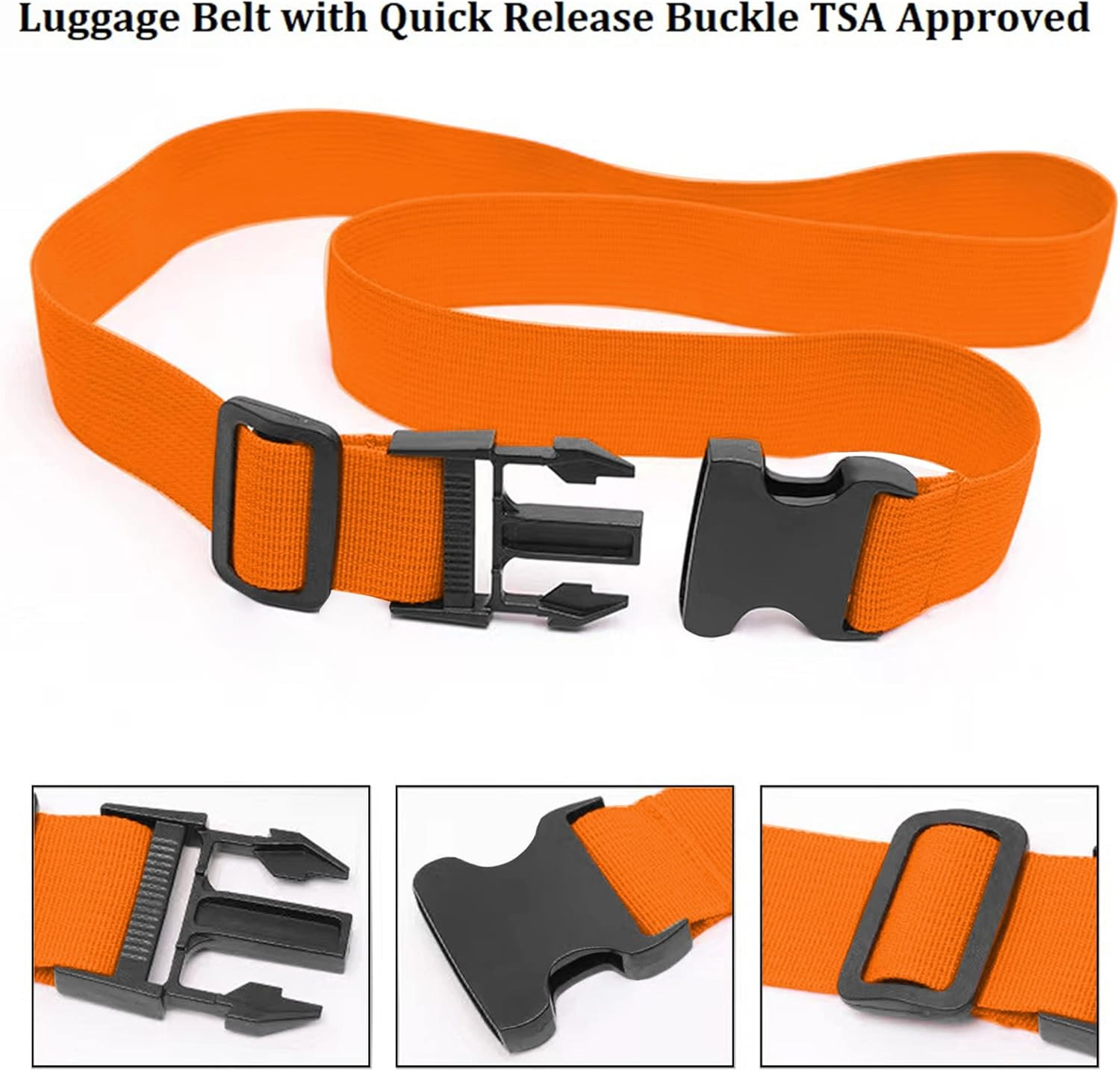 2 Pack Suitcase Straps, Bright Color Adjustable , TSA Approved (Orange)