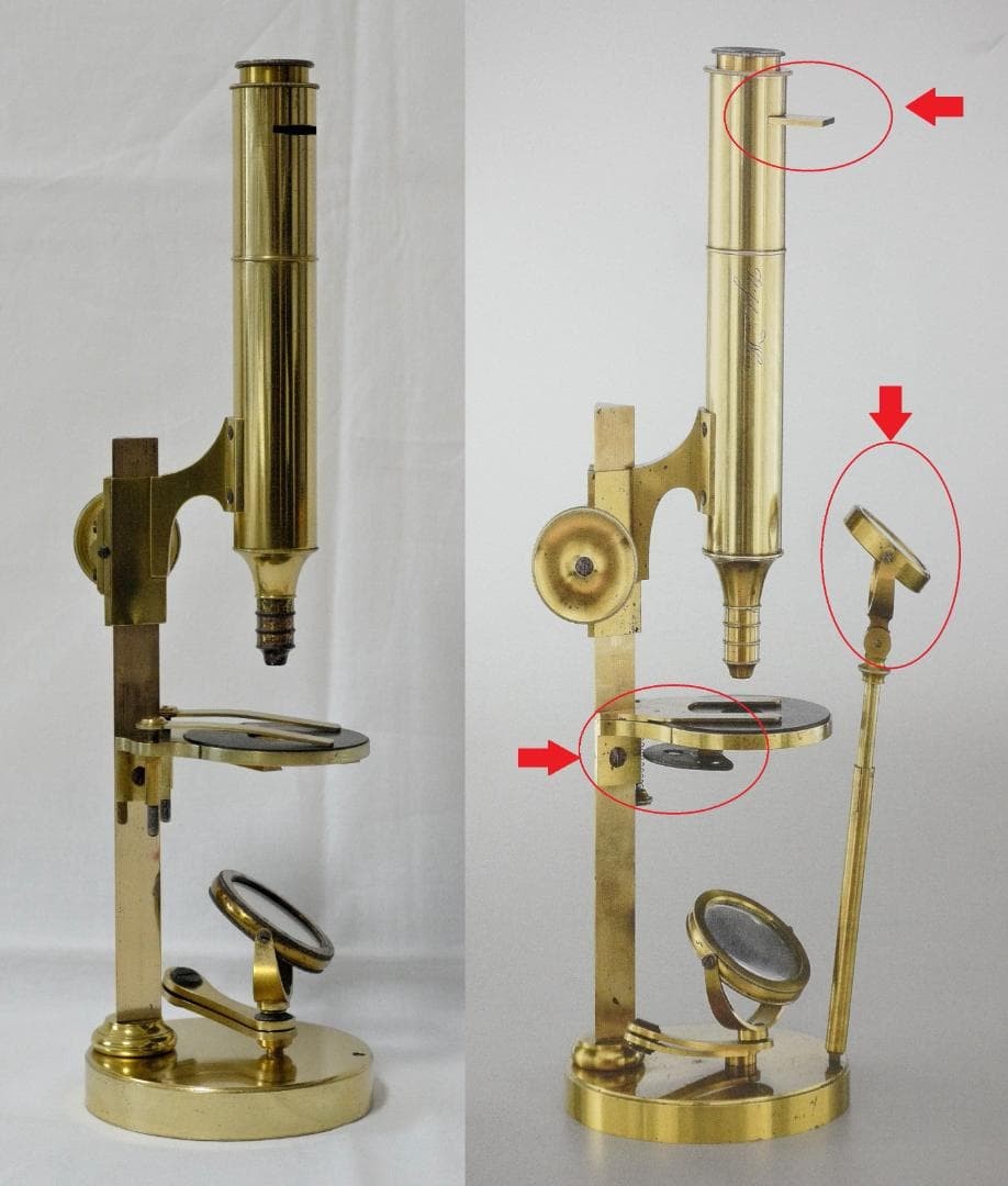 microscope antique Simon Pressl's "achromatic" microscope