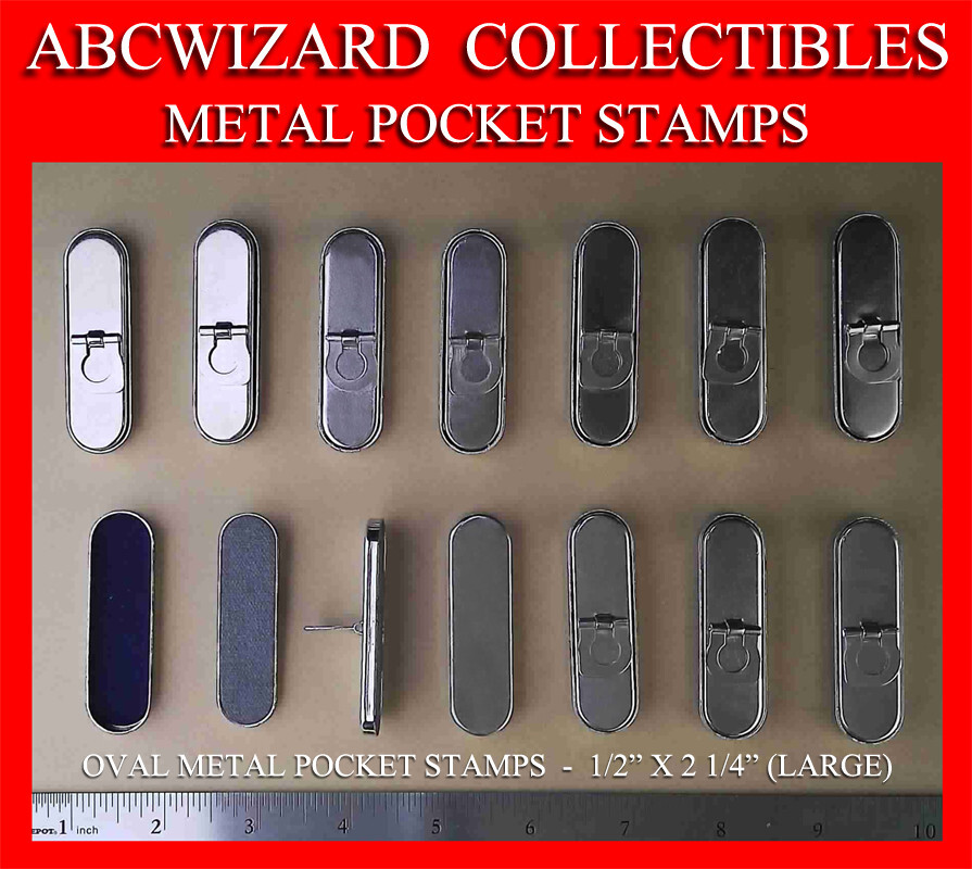 ANTIQUE STAINLESS STEEL POCKET STAMP! - 1/2" X 2 1/2" CASE RUBBER CUSHION & FELT