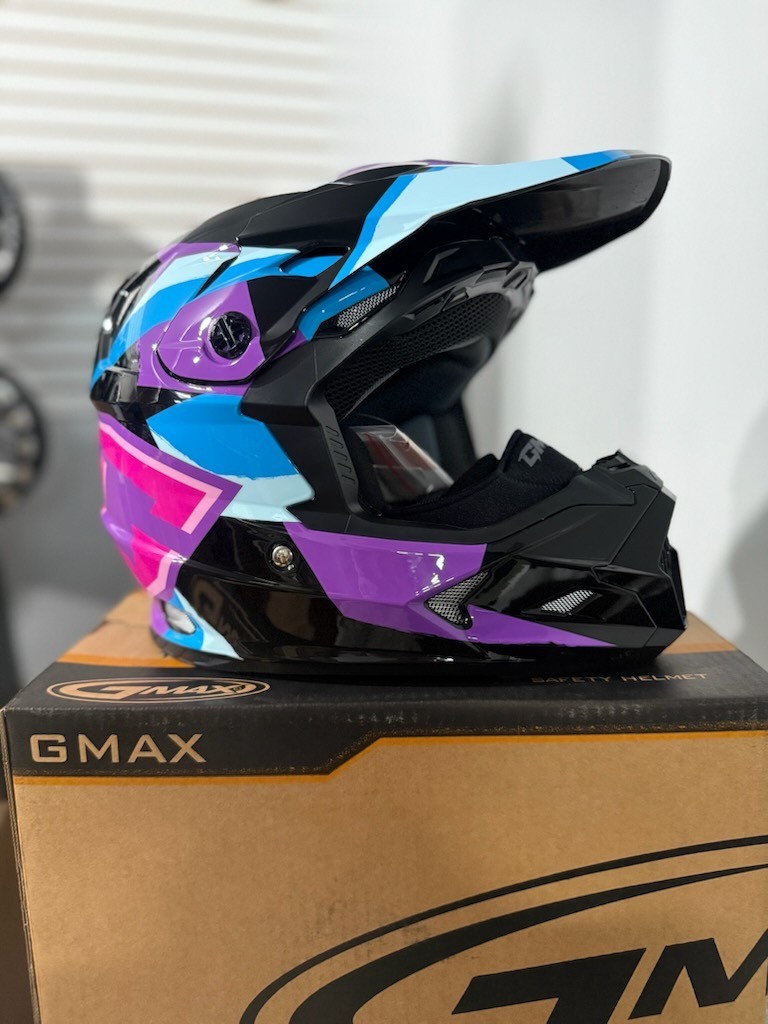 GMAX - MX-96S SPLINTER HELMET - 72-7375S - BLACK/PURP/BLU - XL