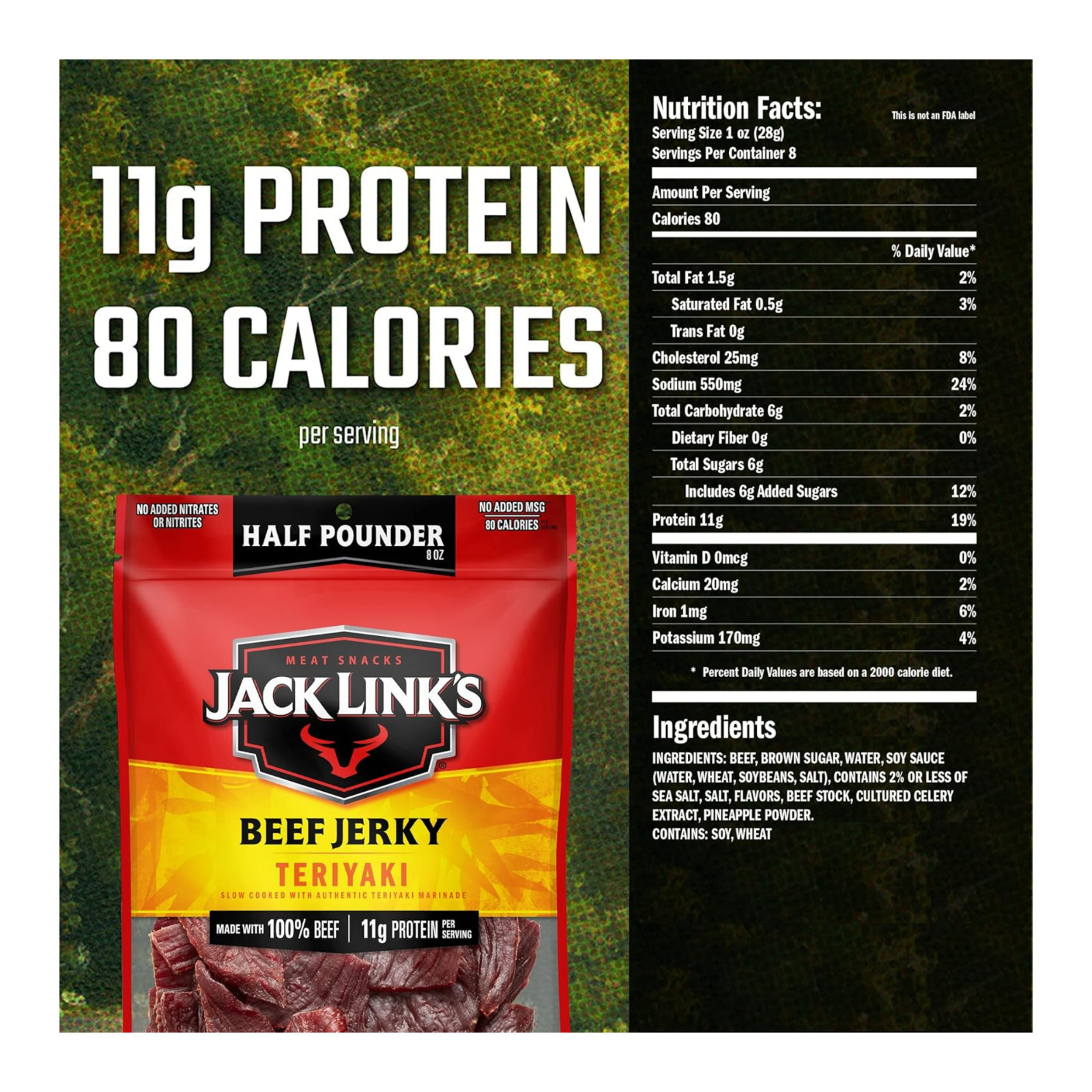 Jack Link's Beef Jerky, Half Pounder Large Jerky Bag, ( Select Your Flavor )