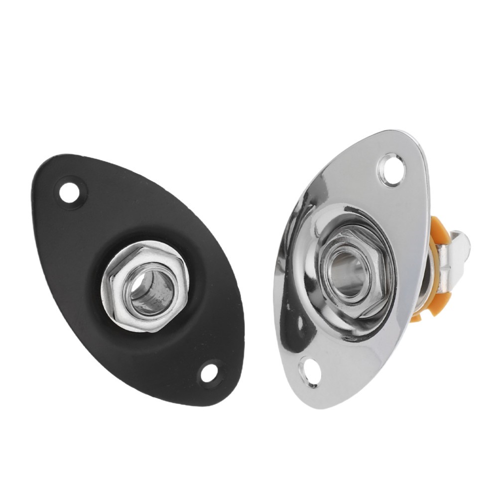 2Pcs Durable Metal Oval Guitar Plug Socket Plates for Electric Guitar Bass Use