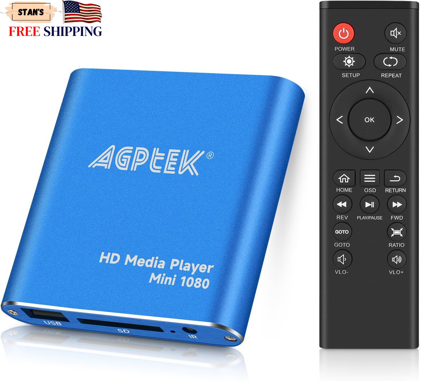 HDMI Media Player Blue Mini 1080p Full-HD Ultra HDMI MP4 Player for MKV/RM NEW