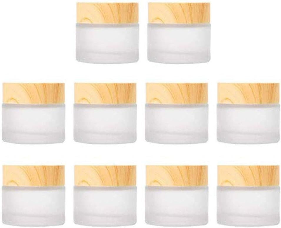 10 Pcs 5 Grams/5 ML Empty Frosted Glass Cream Jars Bottle Vials Small, Clear