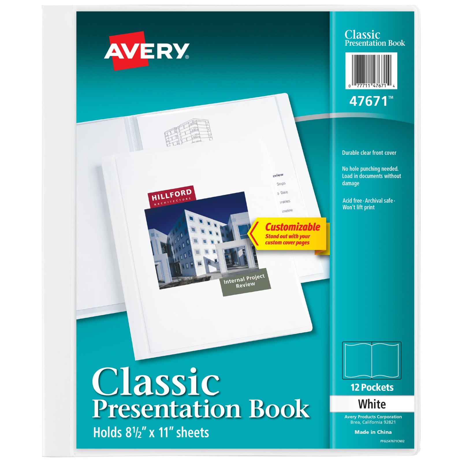 Avery Classic Presentation Book, Clear Front Window for Title Page, 12