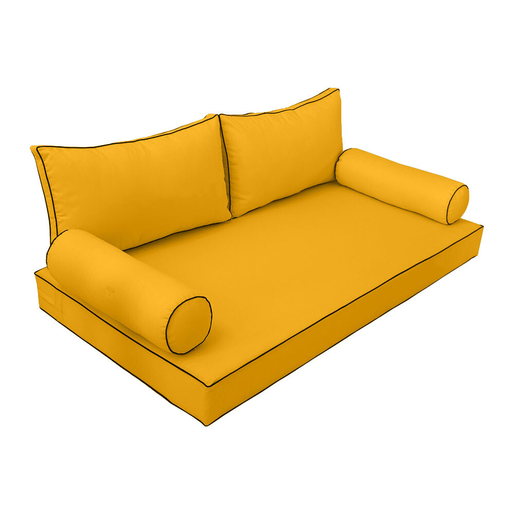 |SLIPCOVER ONLY|S2 Daybed Mattress Bolster Back Covers Contrast Trim Queen AD108
