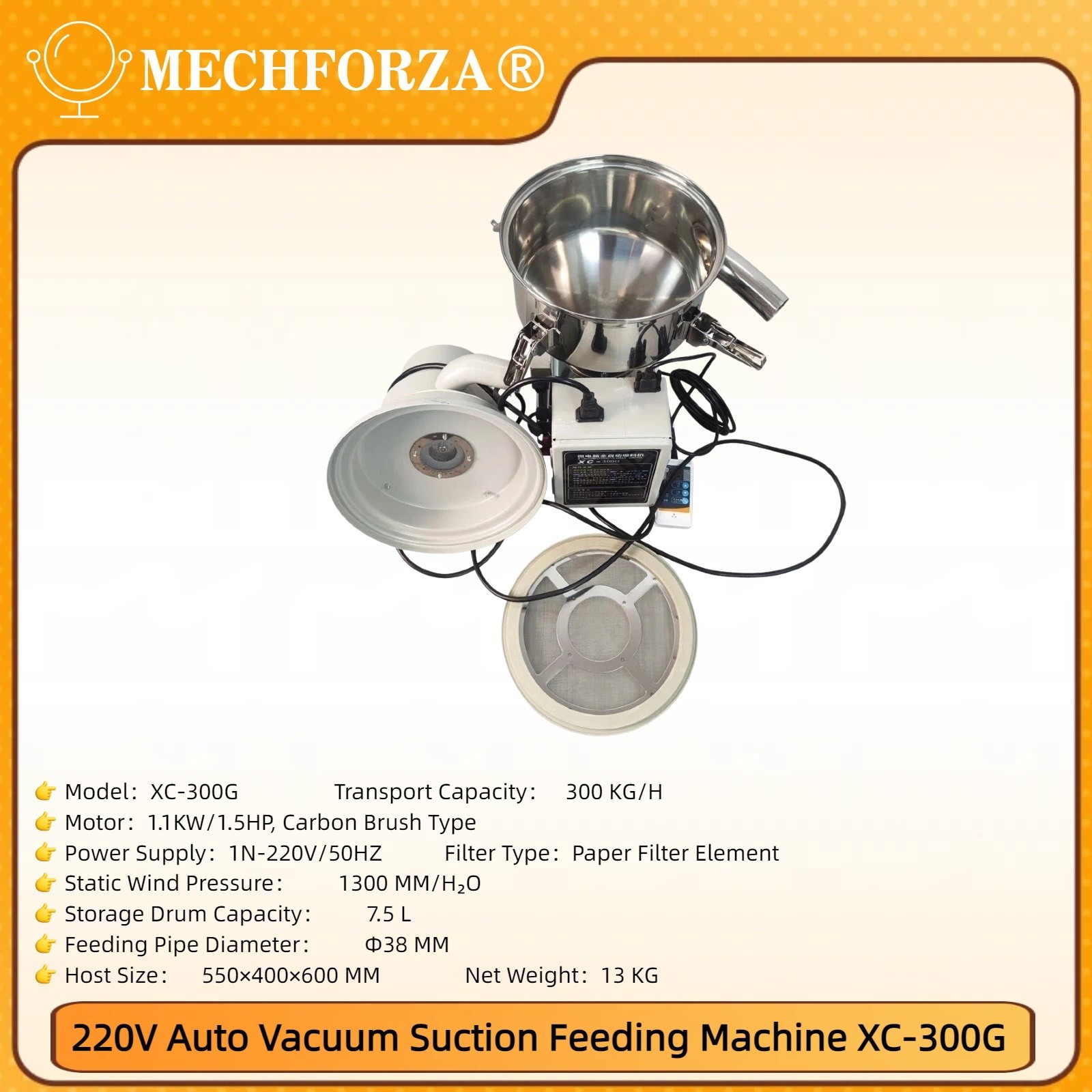 220V Auto Loader Vacuum Suction Feeding Machine Materials Feeder XC-300G