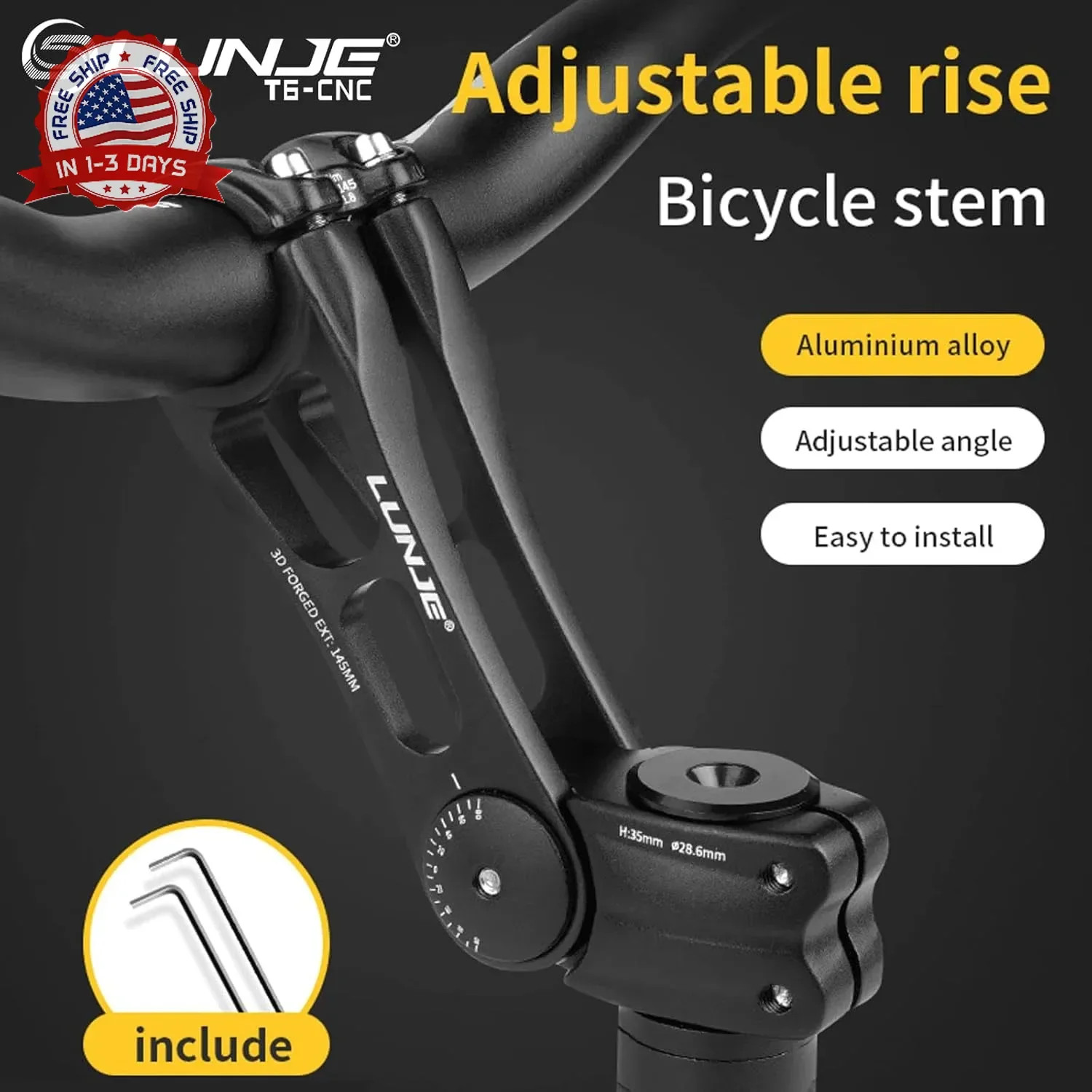 Adjustable Bike Stem 31.8mm - 120° Ergonomic Angle MTB Stem for Enhanced Control