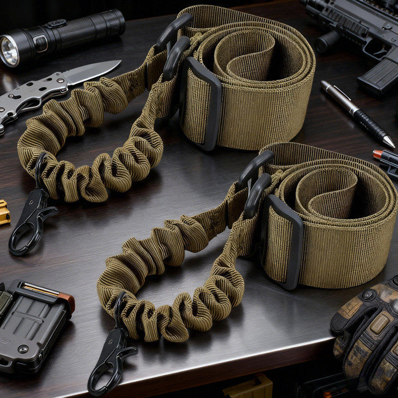 2 PcsTactical 1 Point Bungee Rifle Gun Sling Quick Detach Belt Rope Adjustable