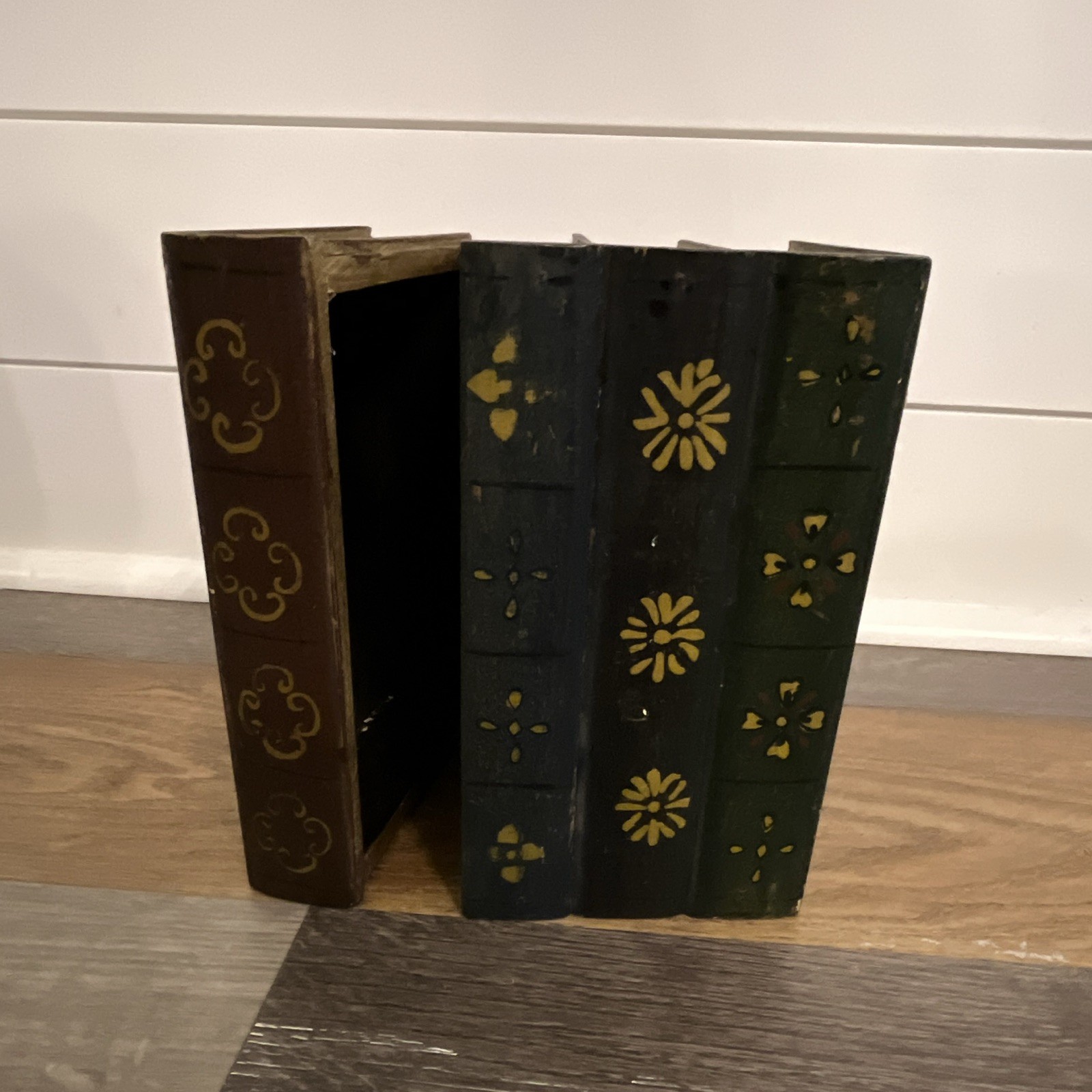 Vintage Faux Book Storage Box Decorative Wooden Hidden Compartment Secret